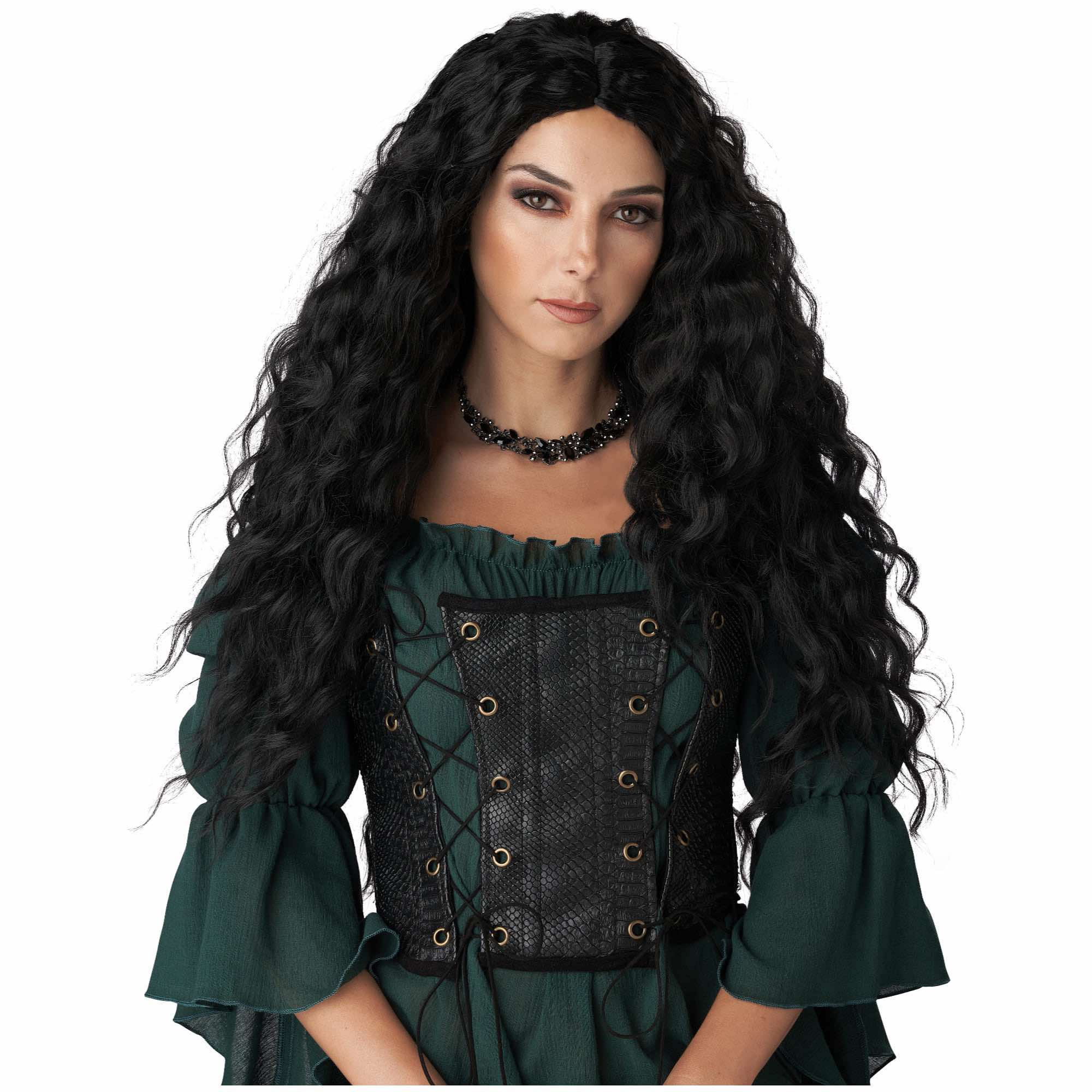 Renaissance Maiden Medieval Black Womens Wig