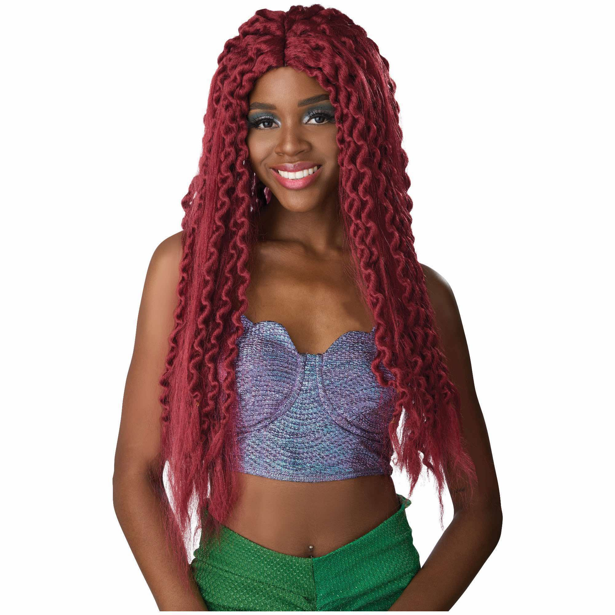 Enchanted Siren Mermaid Red Long Dread Womens Wig