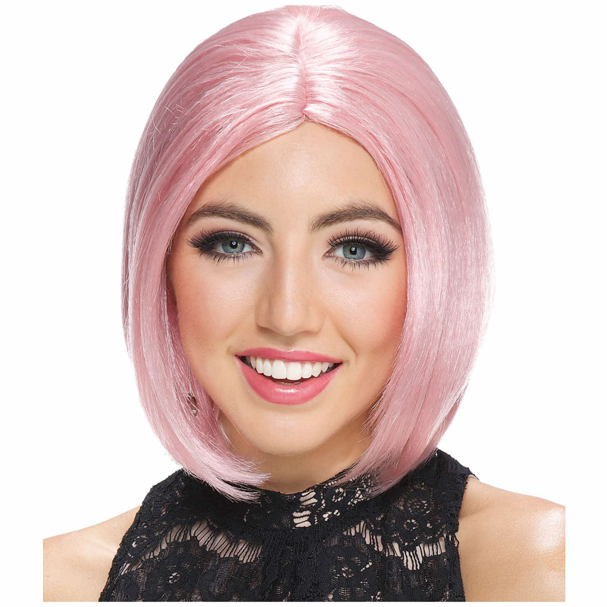 Frosted Midi Bob Pink Cyberpunk Anime Womens Wig