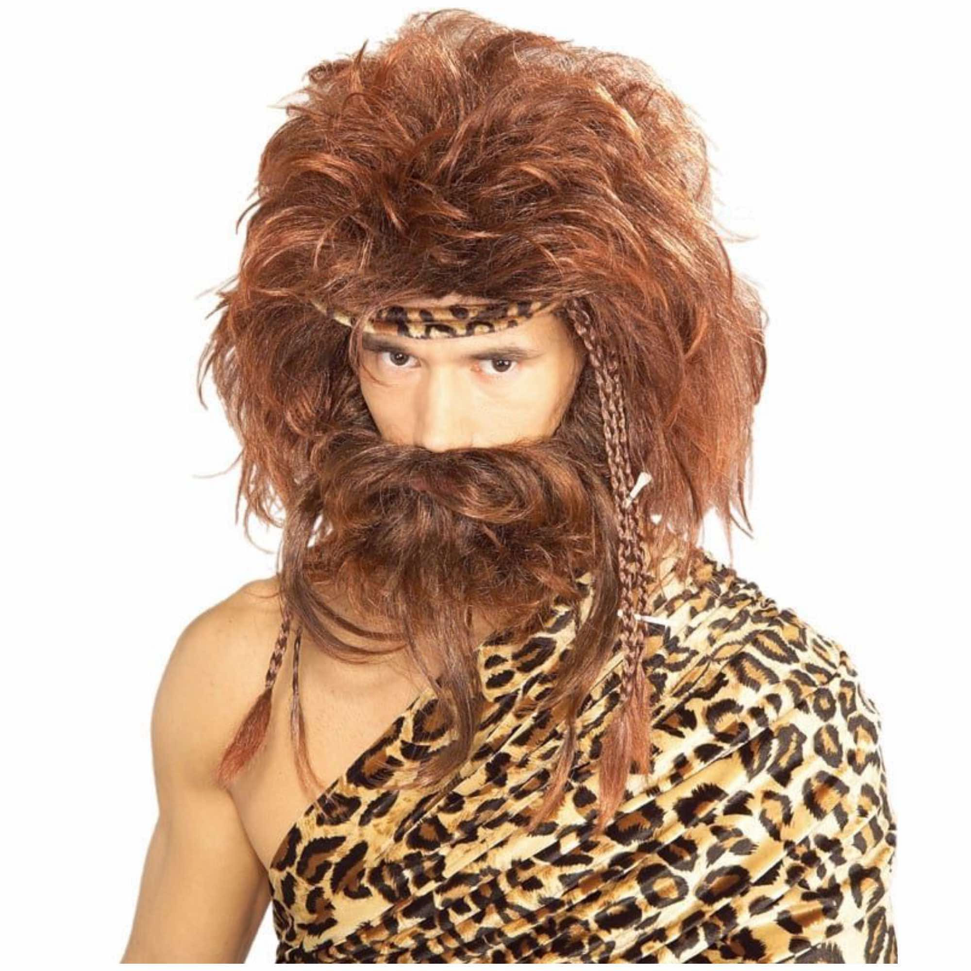 Caveman Prehistoric Brown Mens Wig and Beard