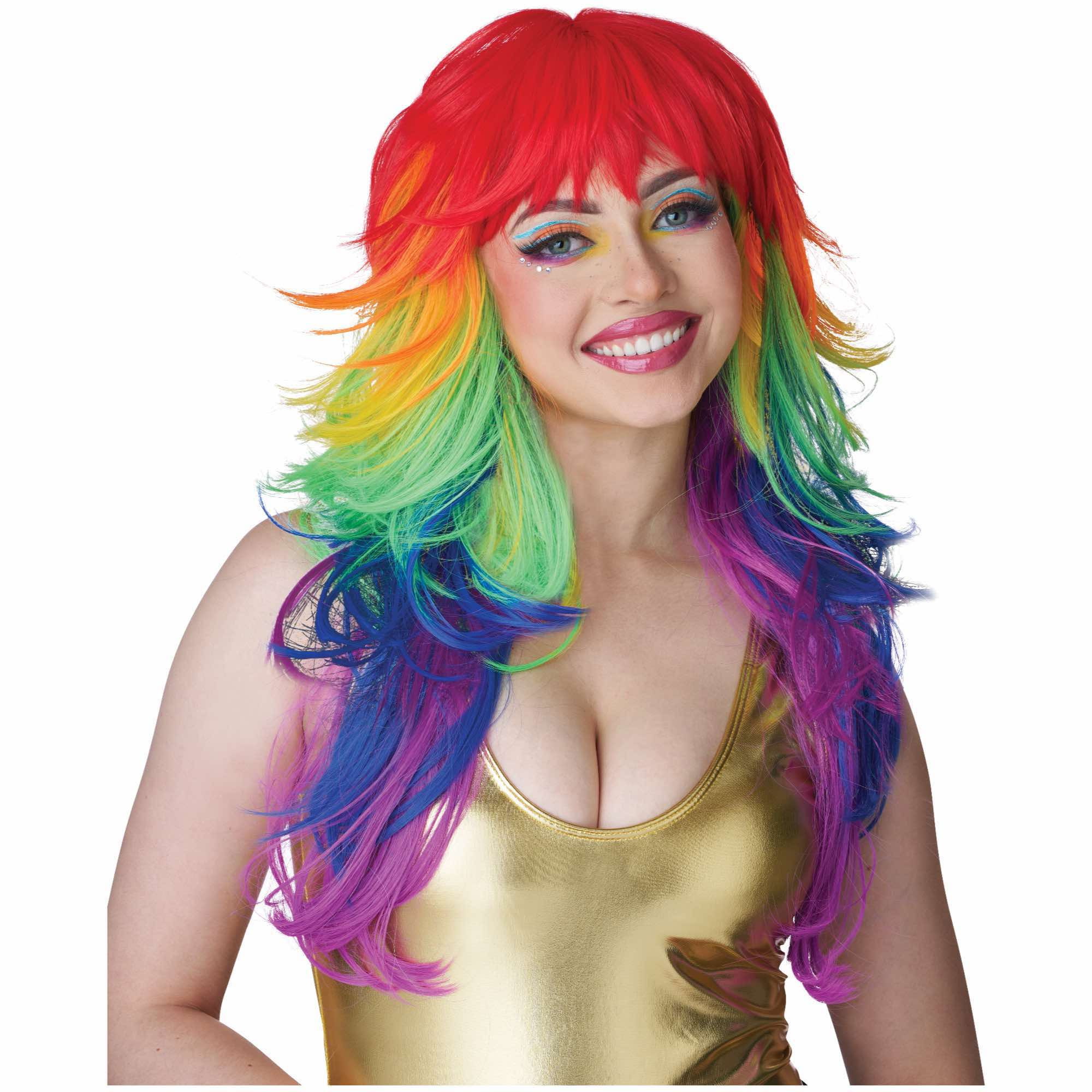 Rainbow Tresses Mardi Gras Womens Wig
