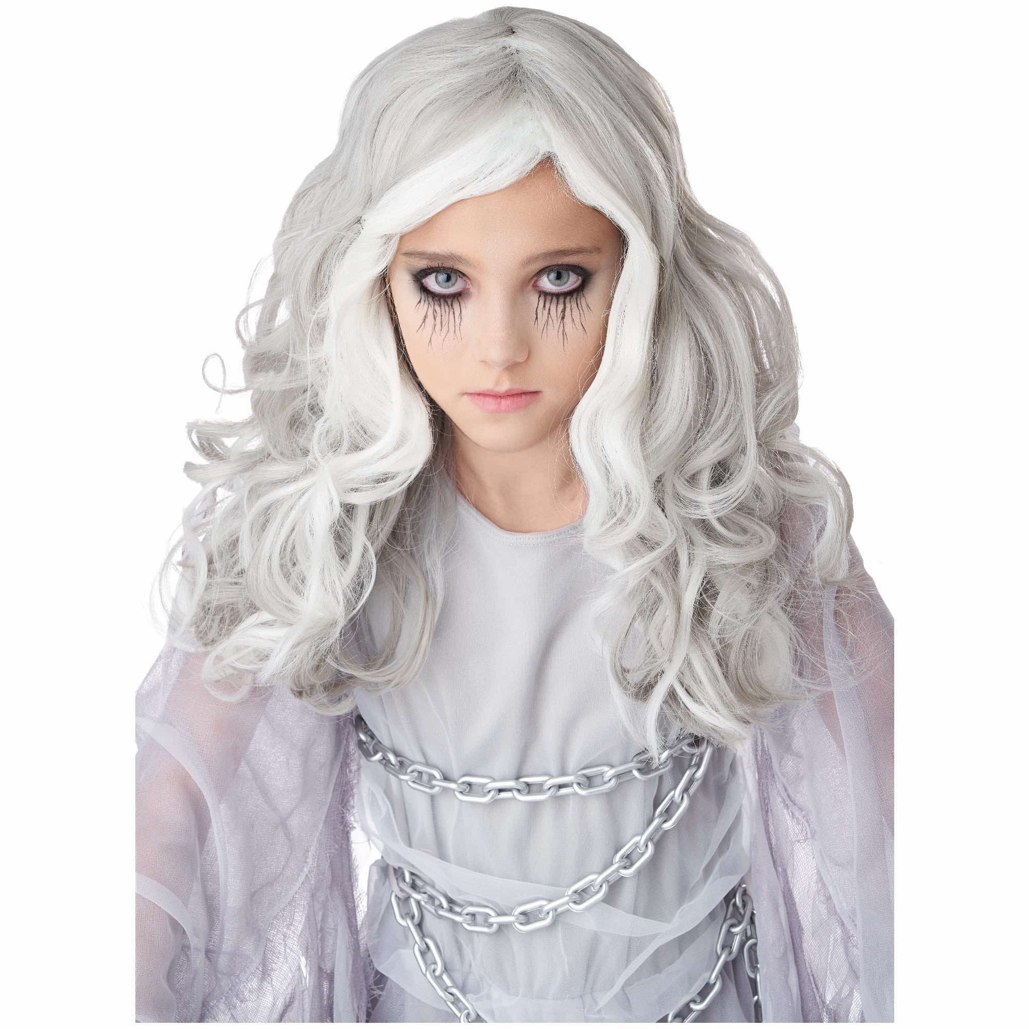 Glow in the Dark Ghost White Grey Girls Wig