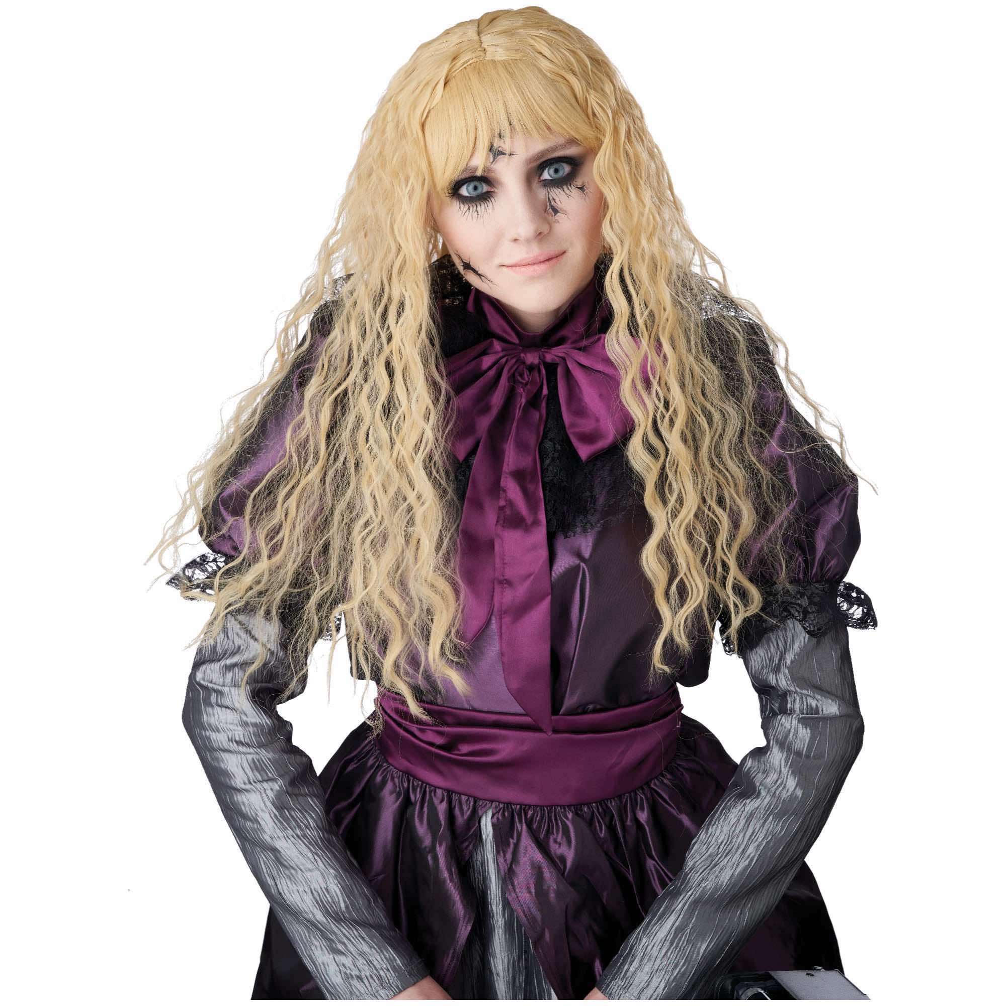 Creepy Doll Blonde Long Wavy Womens Wig