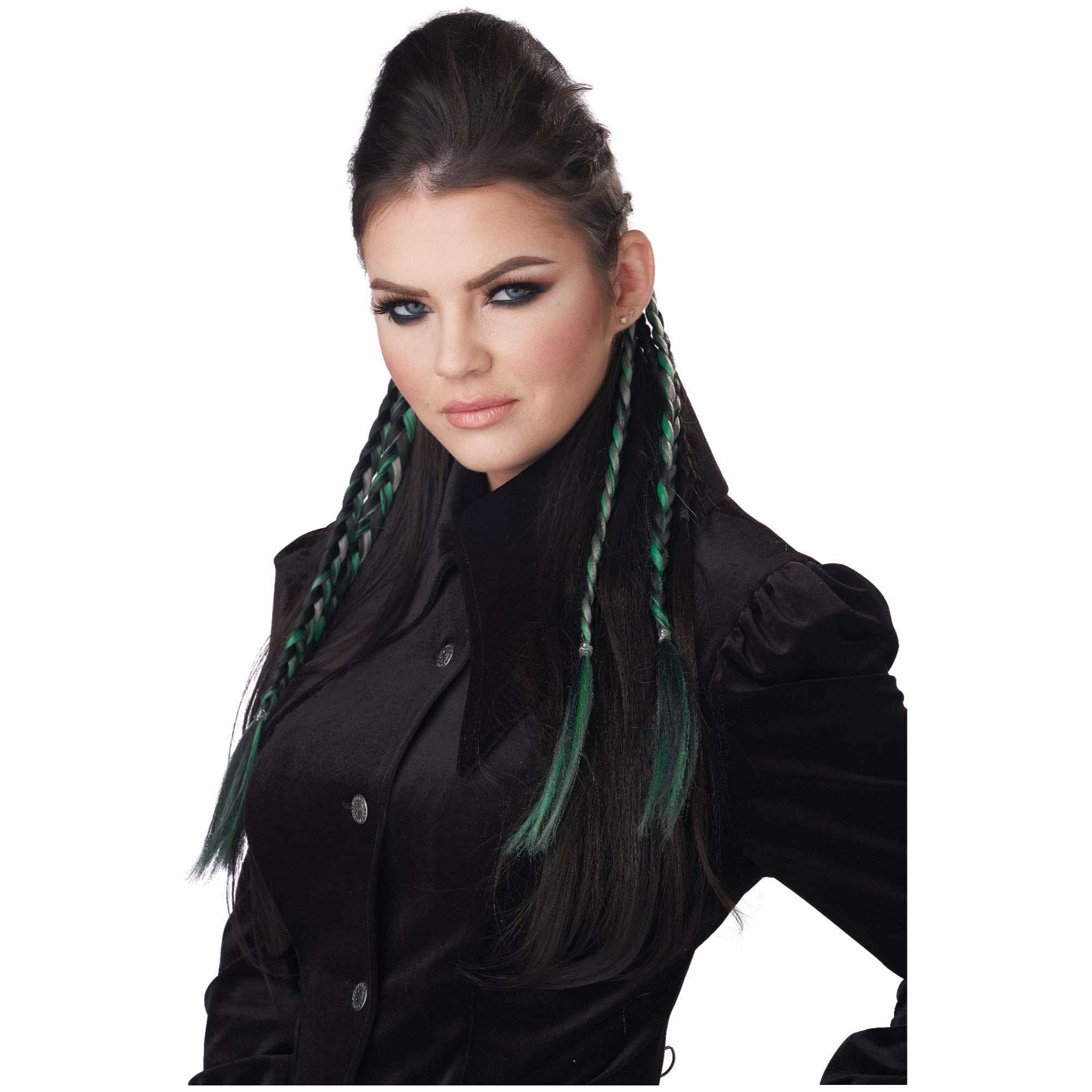 Steampunk Pirate Green Grey Girls Clip-In Braids