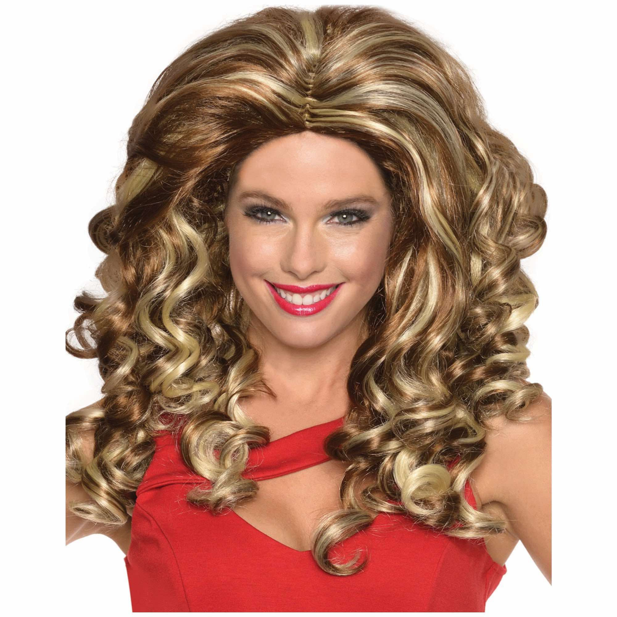 Felicity Frappuccino 80s Big Hair Blonde Brown Women Wig