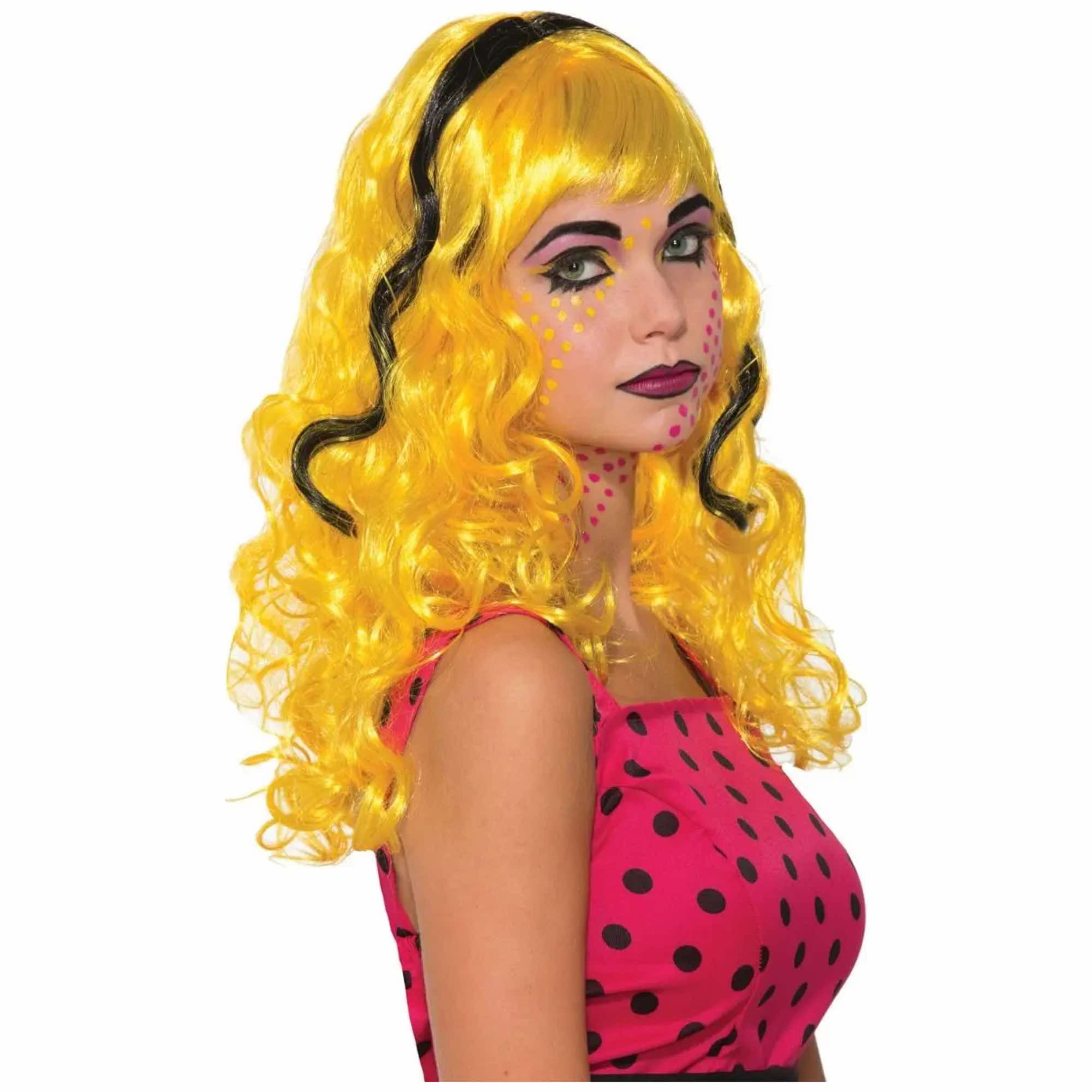 Wendy Pop Art 50s Yellow Cartoon Womens Wig