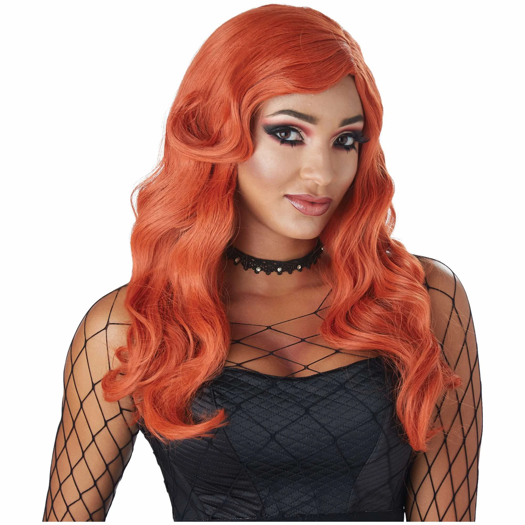 Sultry Siren Witch Sorceress Auburn Red Long Womens Wig