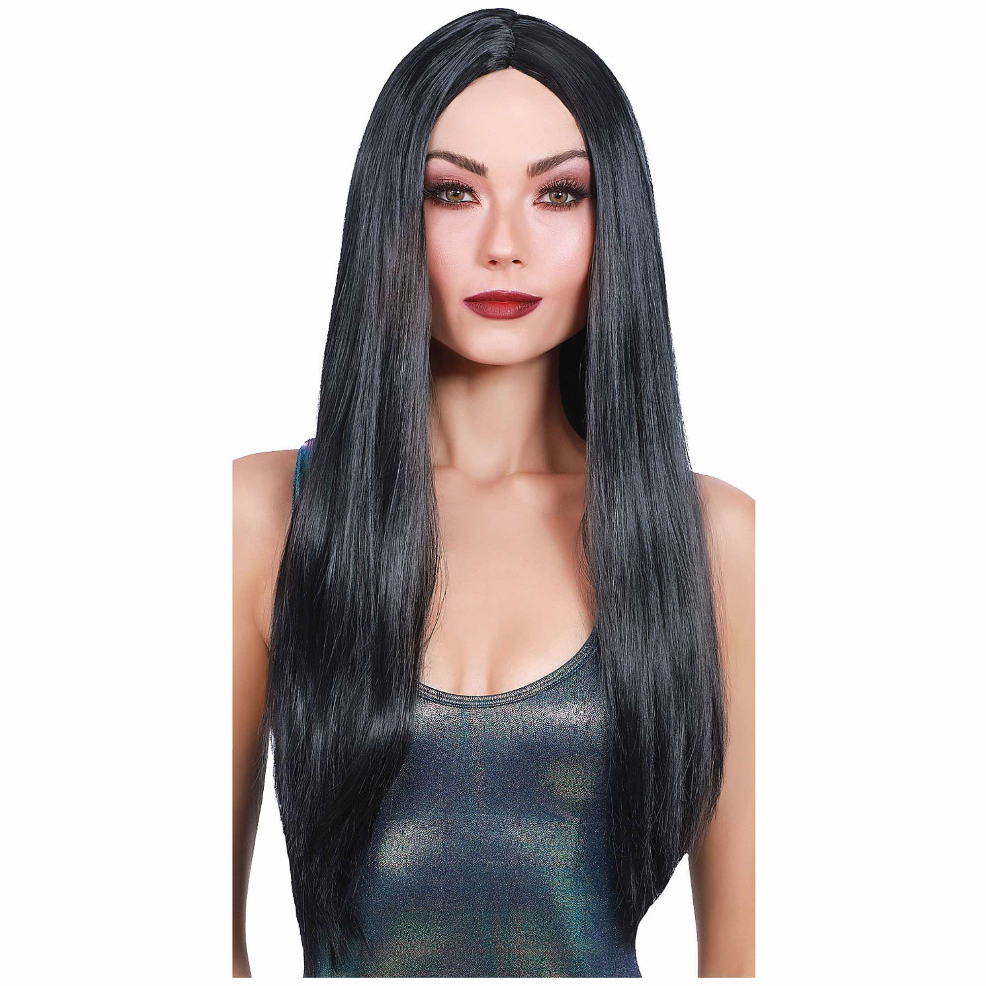 Witch Black Long Straight 60s Pop Star Womens Wig