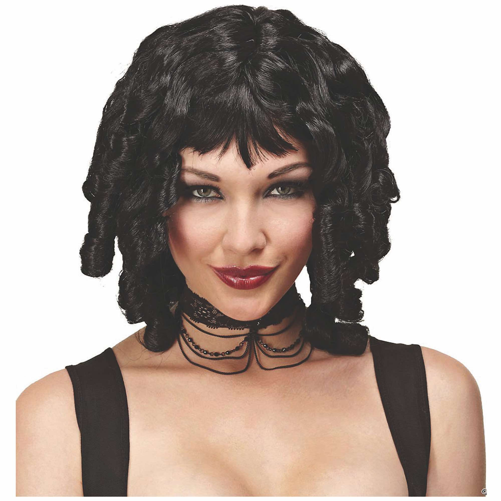Ghost Doll Black Ringlet Colonial Womens Wig