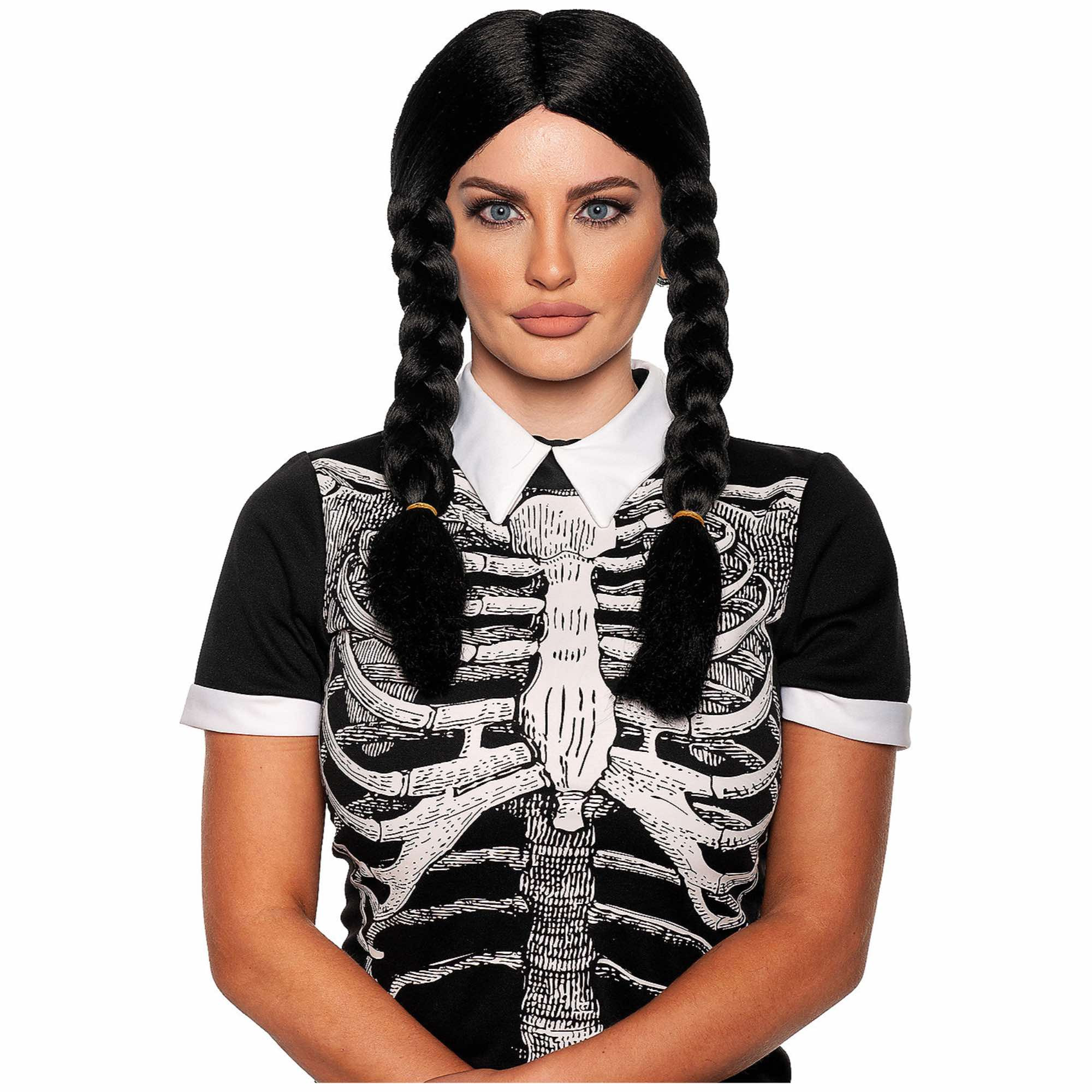 Goth Girl Gothic Black Braids Womens Wig