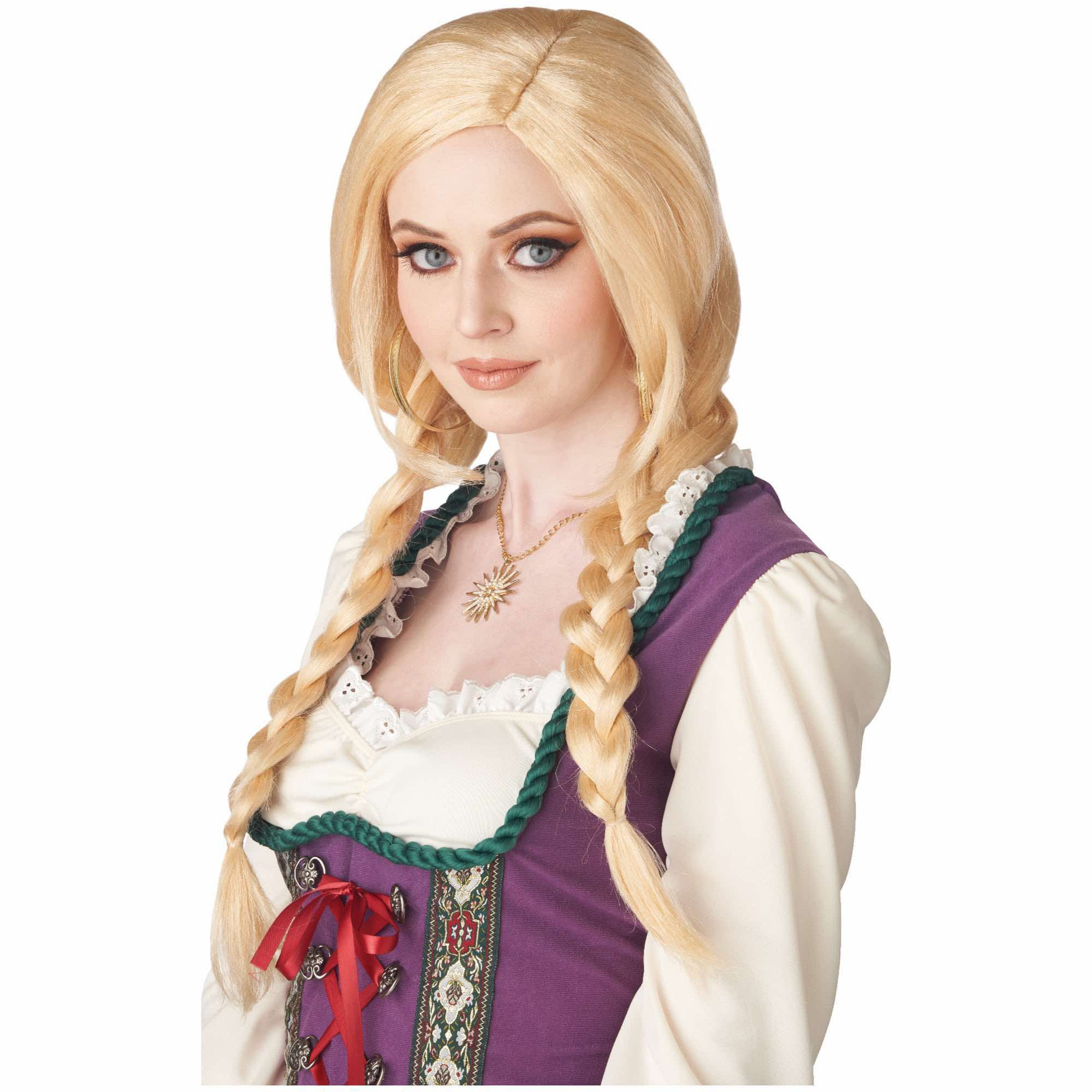 Soft Blonde Braids Heidi German Beer Girl or Womens Wig