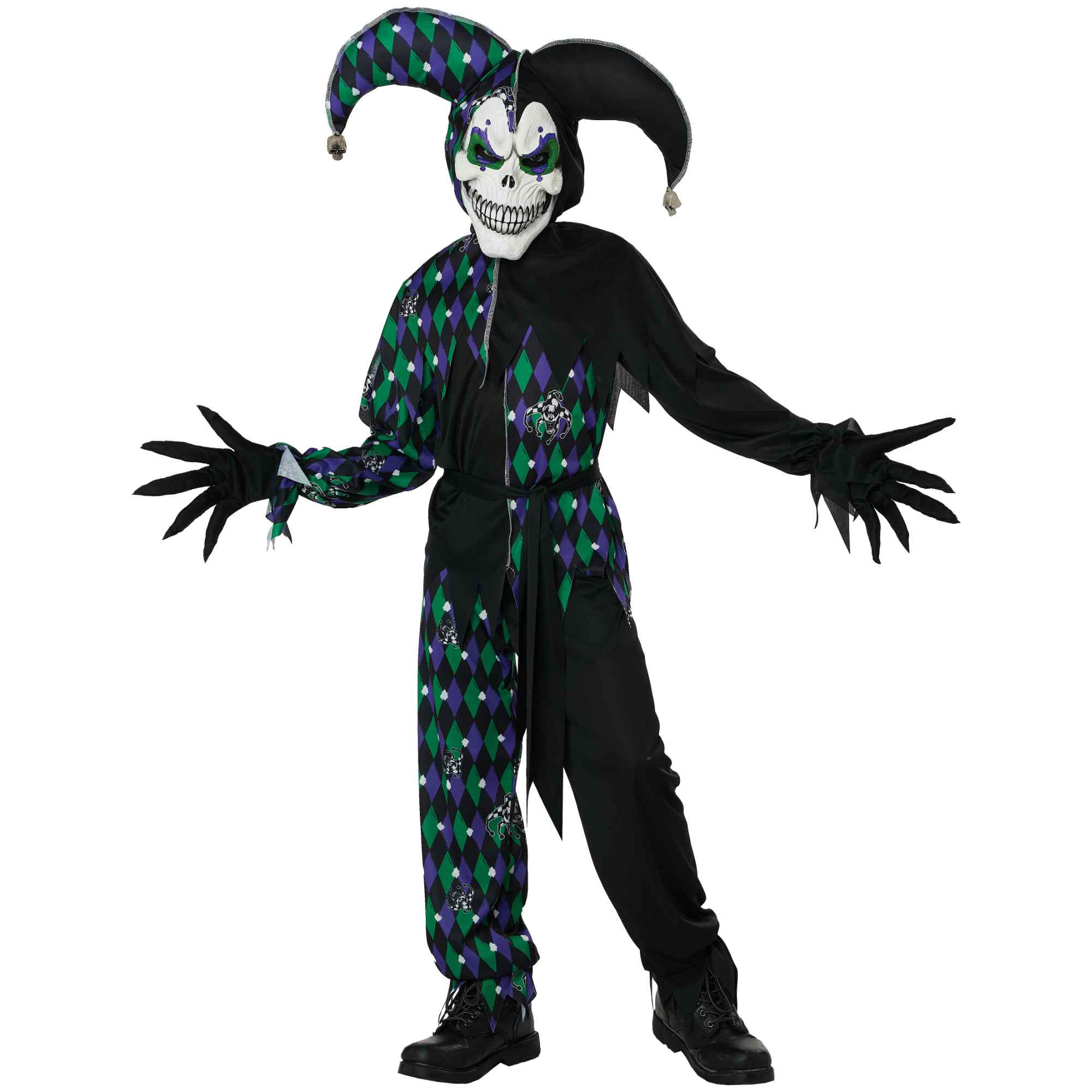 Deadly Jester Green Horror Clown Boys Costume