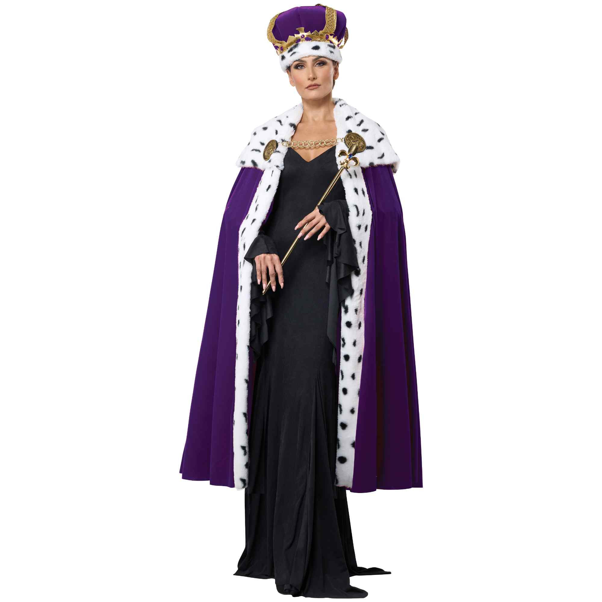 Royal King Queen Unisex Mens Costume Cape Crown Set