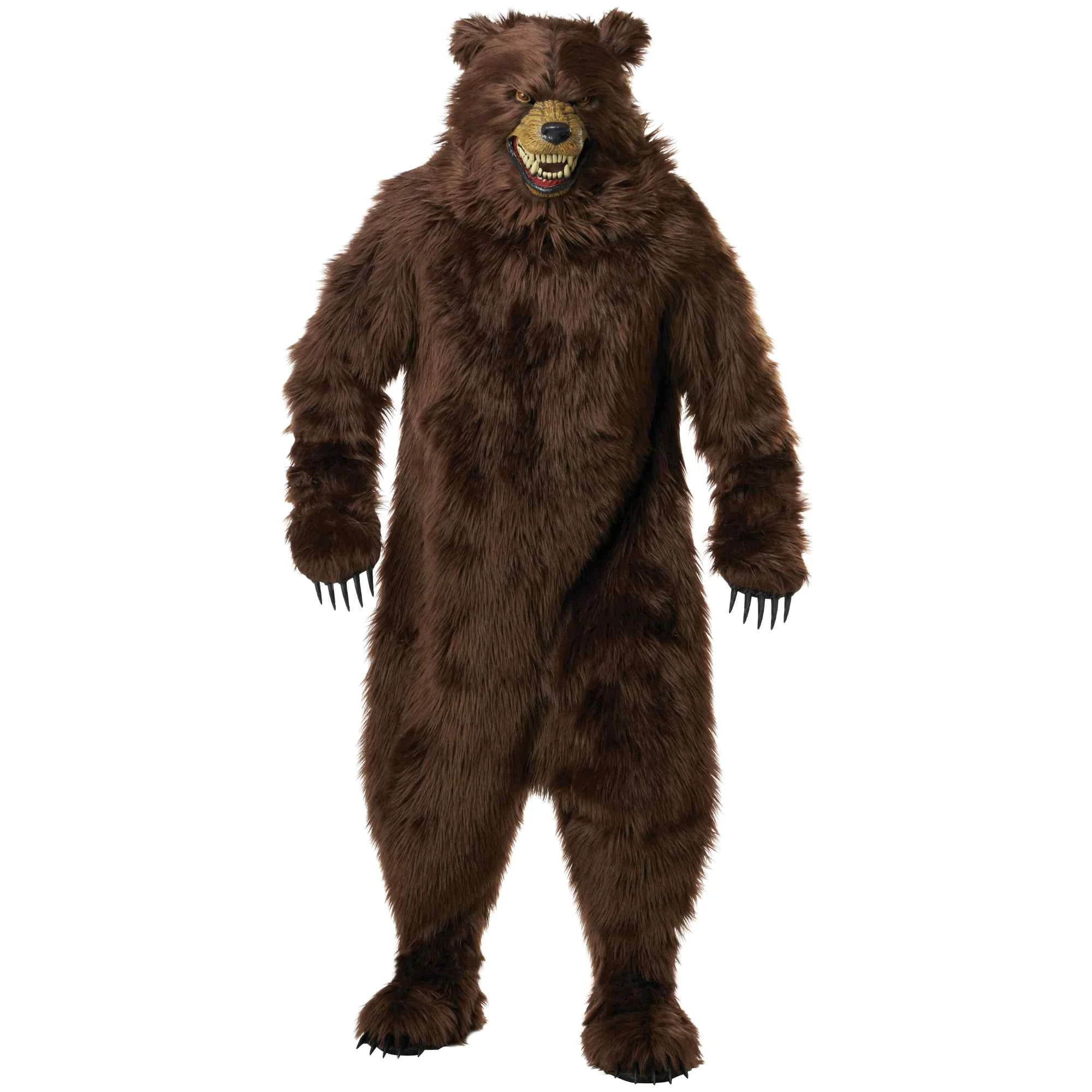 Deluxe Grizzly Bear Mens Costume Mascot With Ani-Motion Mask
