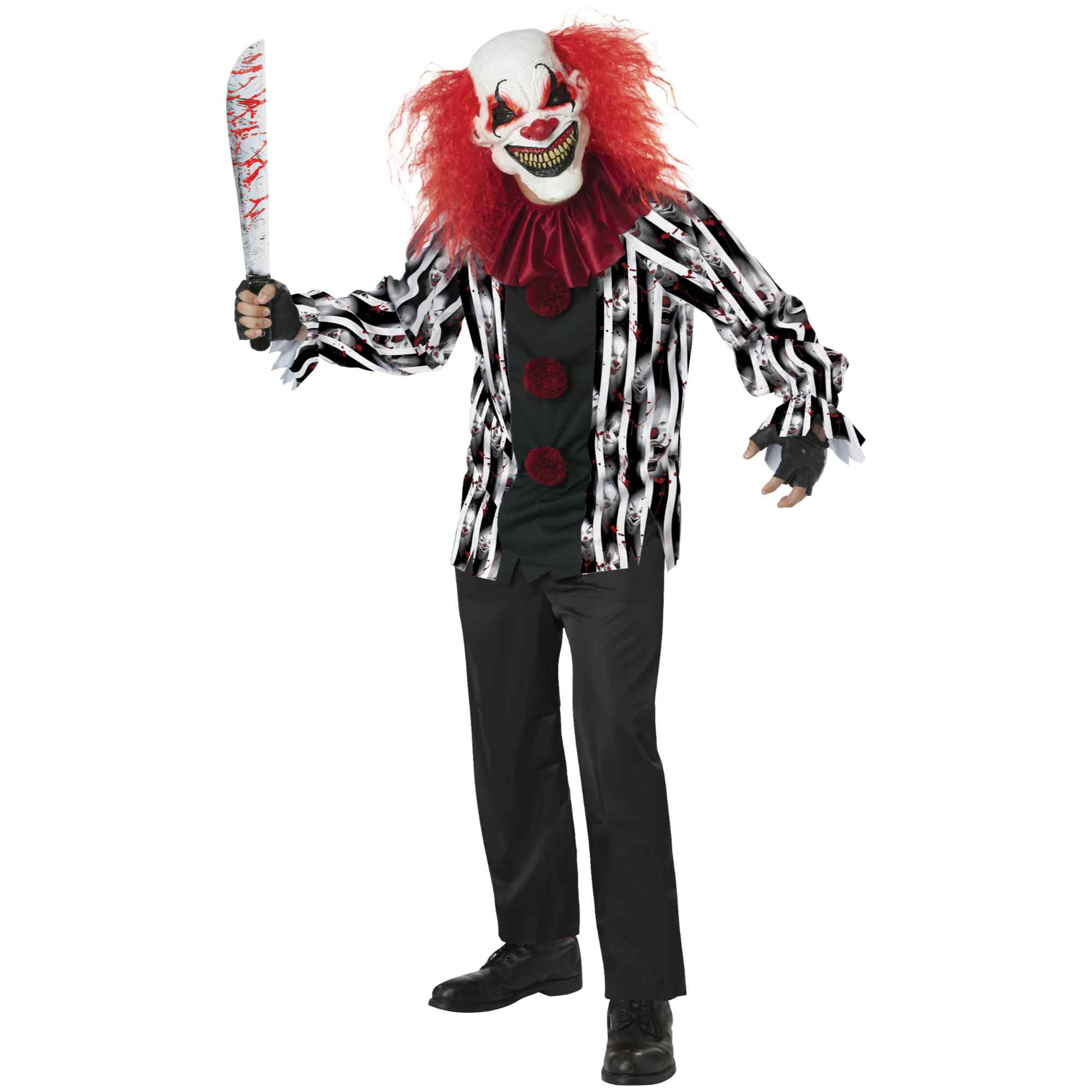 Demented Clown Horror Mens Costume Plus