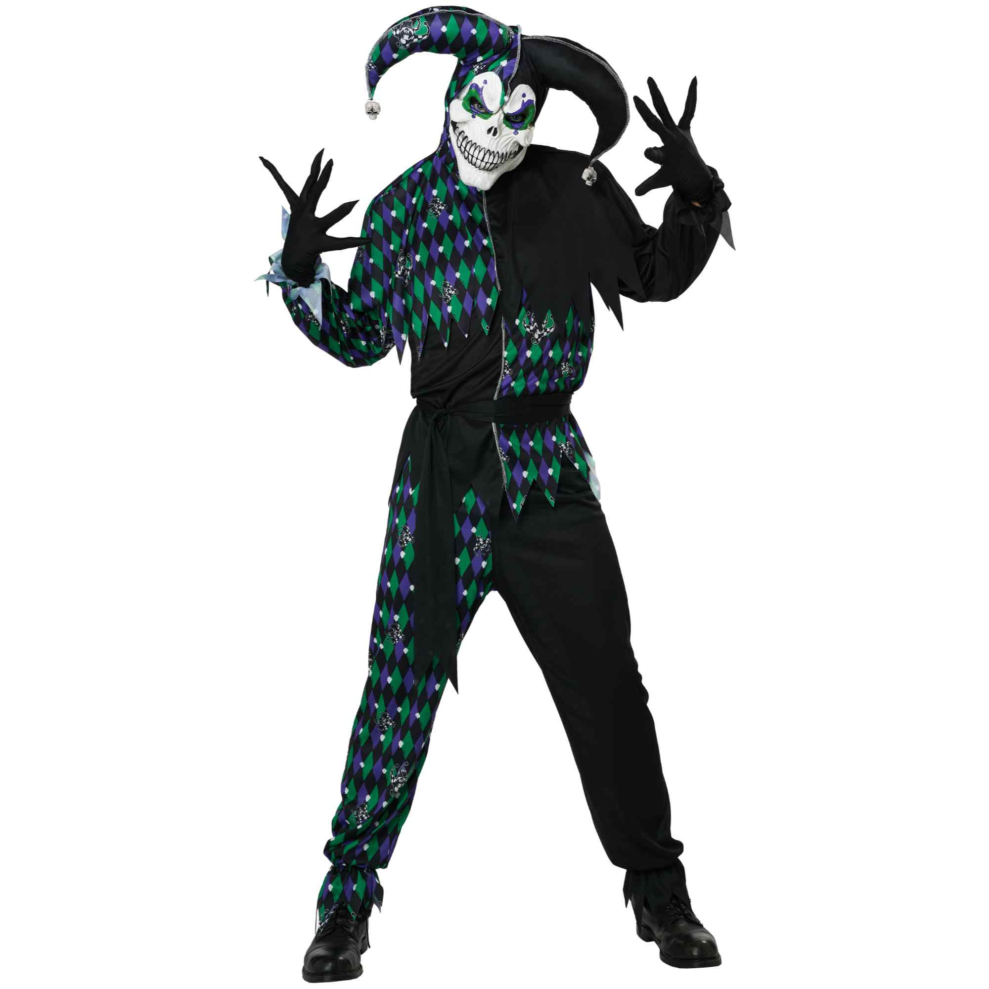 Deadly Jester Green Horror Clown Mens Costume
