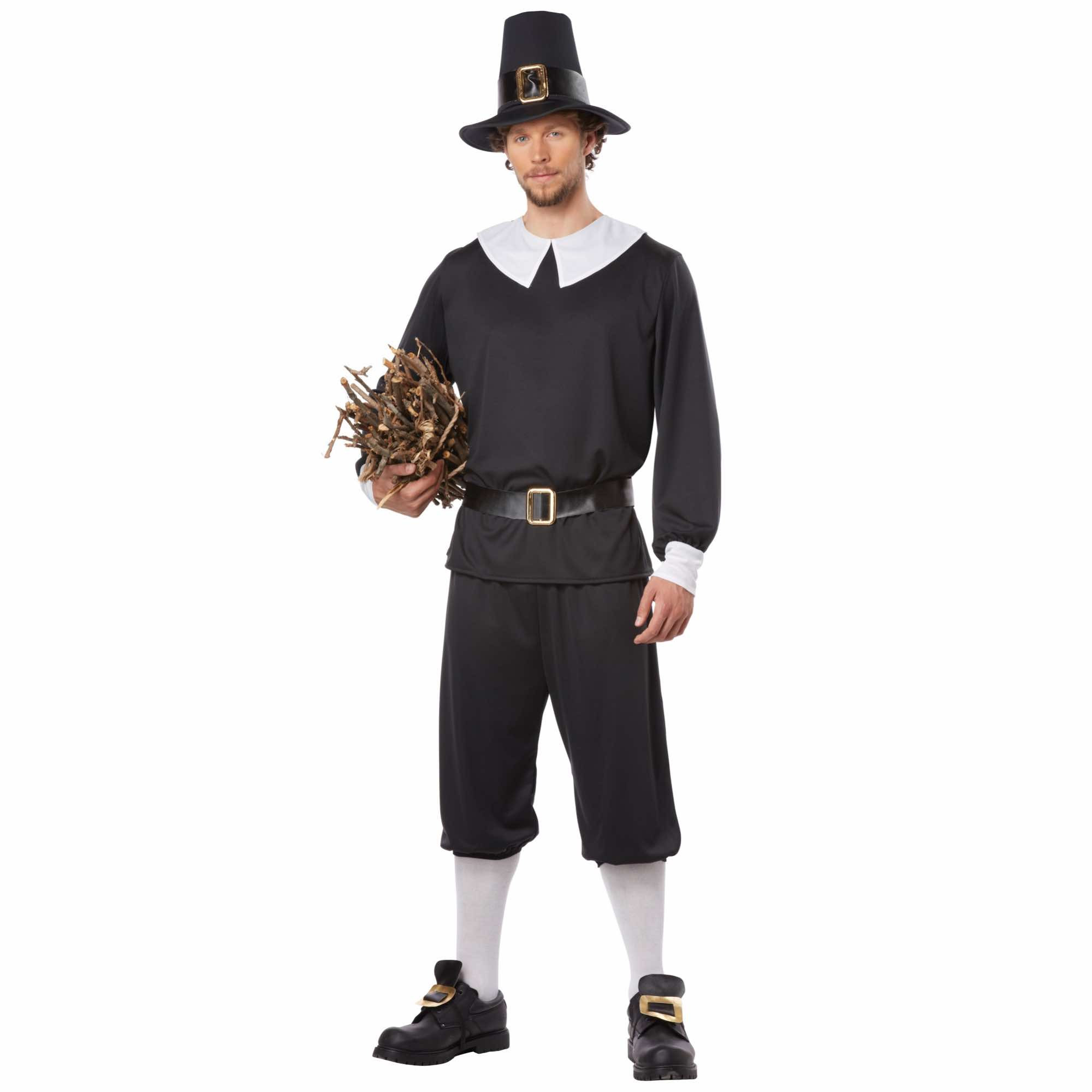 Pilgrim Man Colonial Olden Day Pioneer Thanksgiving Historical Mens Costume