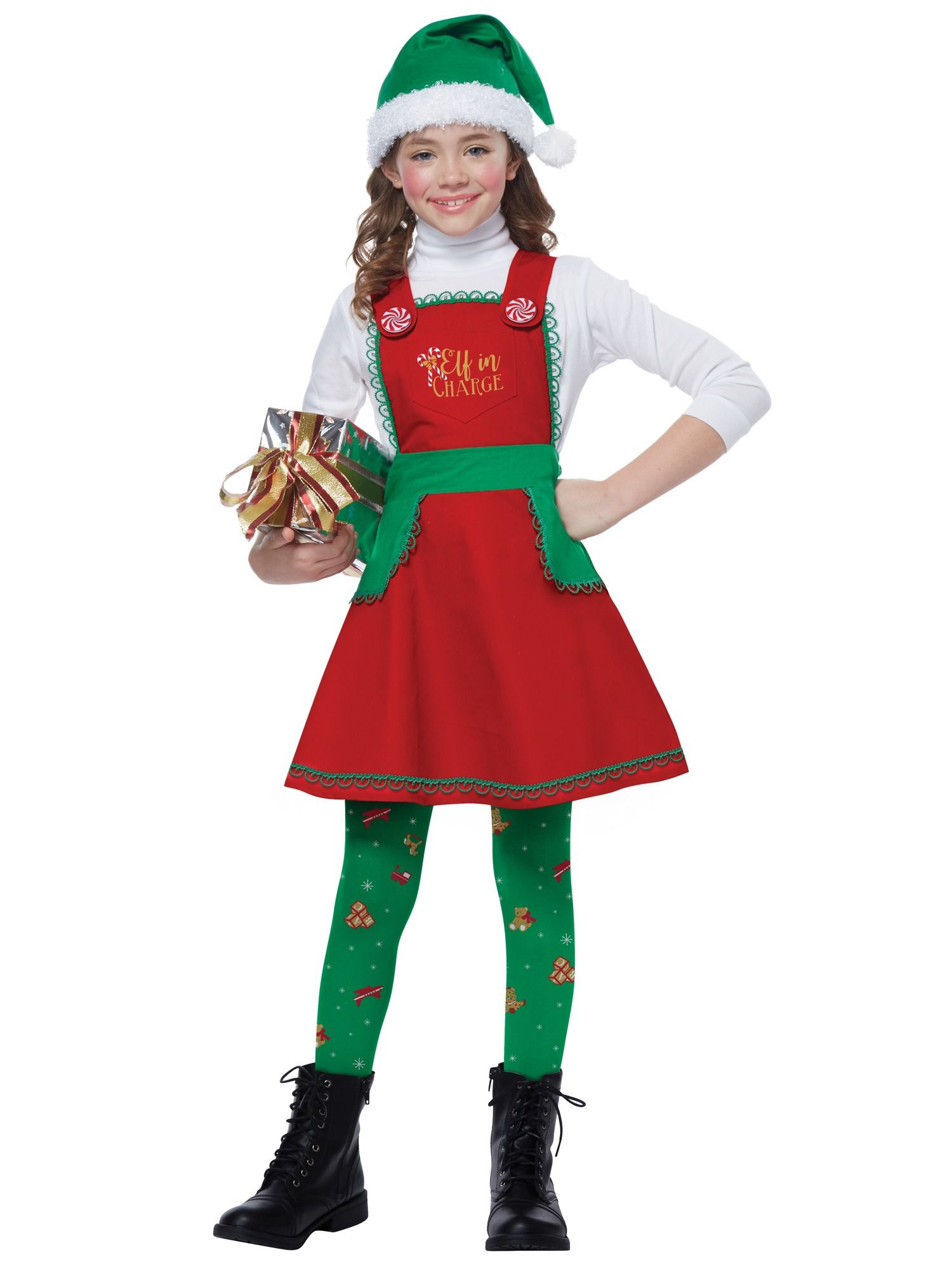 Elf In Charge Santa Helper Christmas Festival Dress Up Girls Costume
