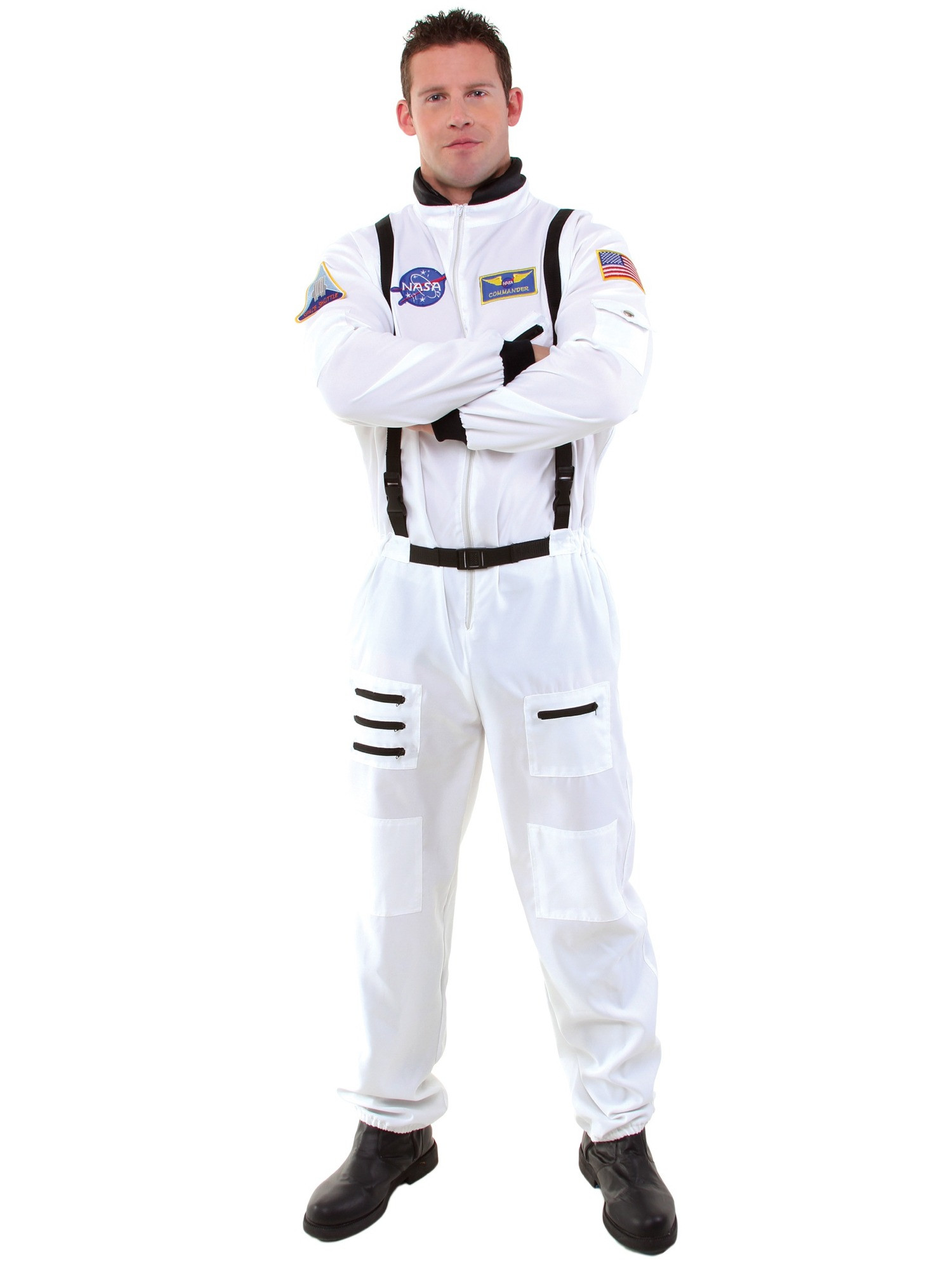 Astronaut Spaceman White Suit Uniform Men Costume
