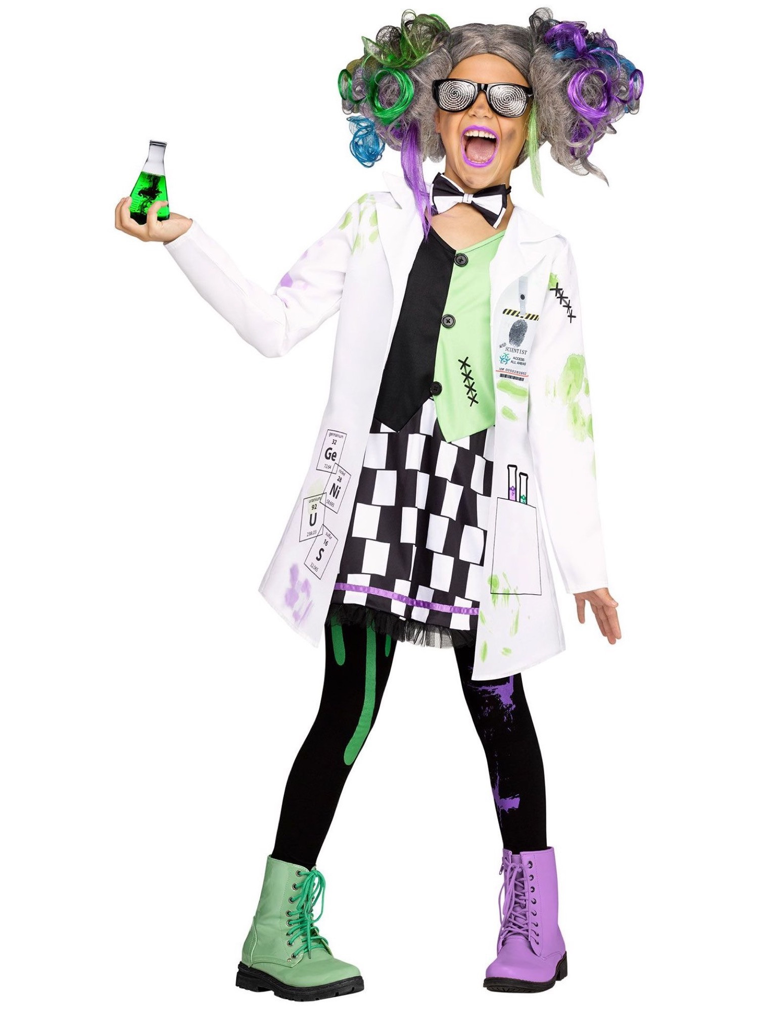 Mad Scientist Crazy Inventor Professor Lab Coat Book Week Child Girls Costume