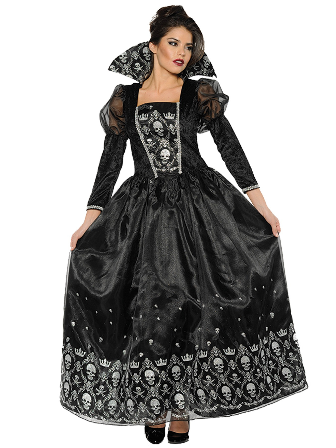 Dark Queen Day of The Dead Mexican Gothic Skulls Vampire Vampiress Women Costume