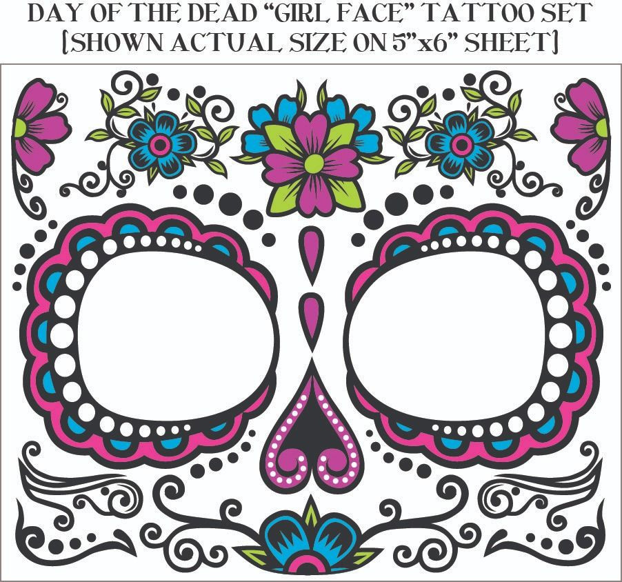 Day Of The Dead Senorita Mexican Sugar Skull Women Costume Girl Face Tattoos