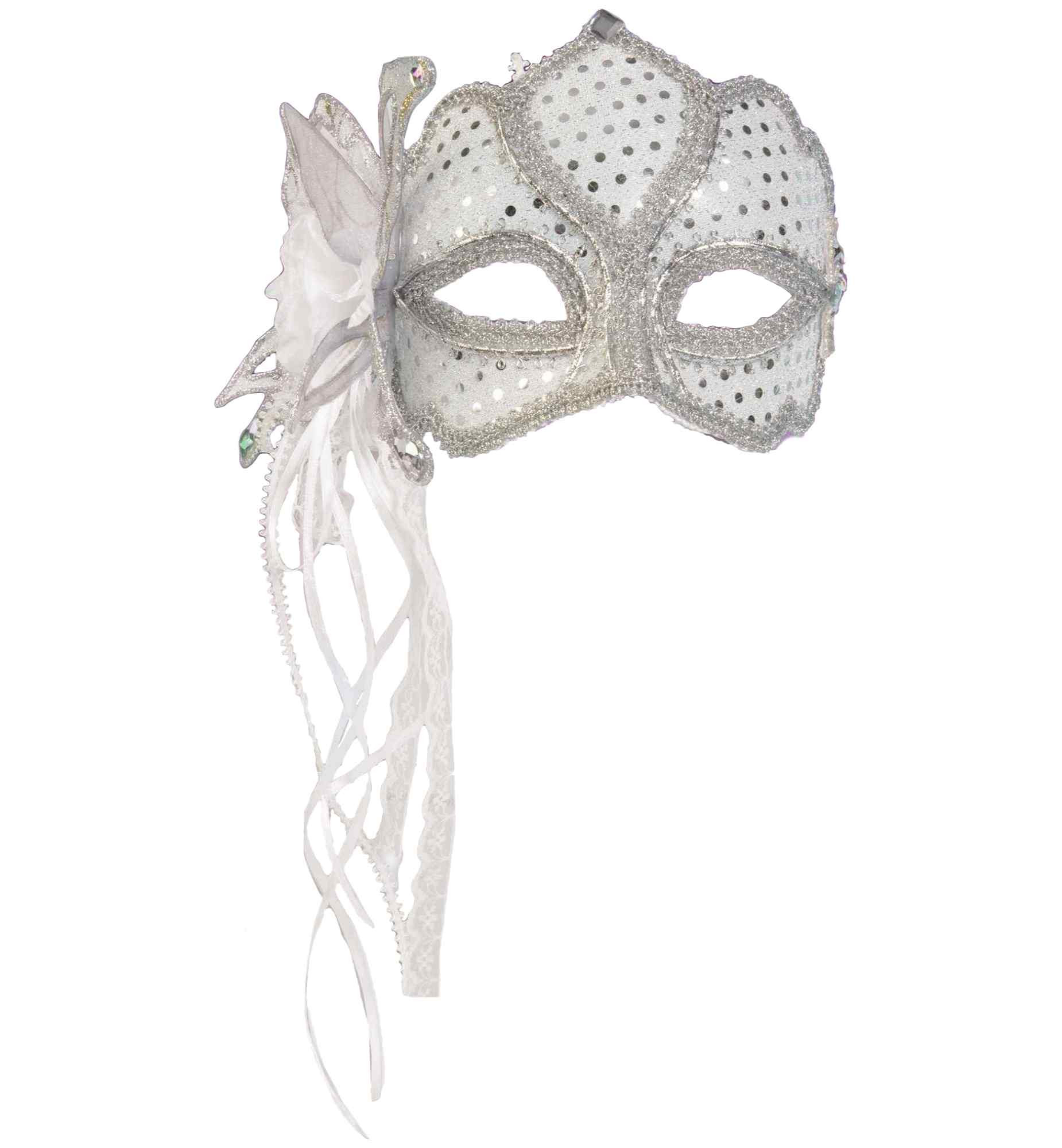 Silver Butterfly Flowers Venetian Masquerade Adult Womens Costume 1/2 Mask