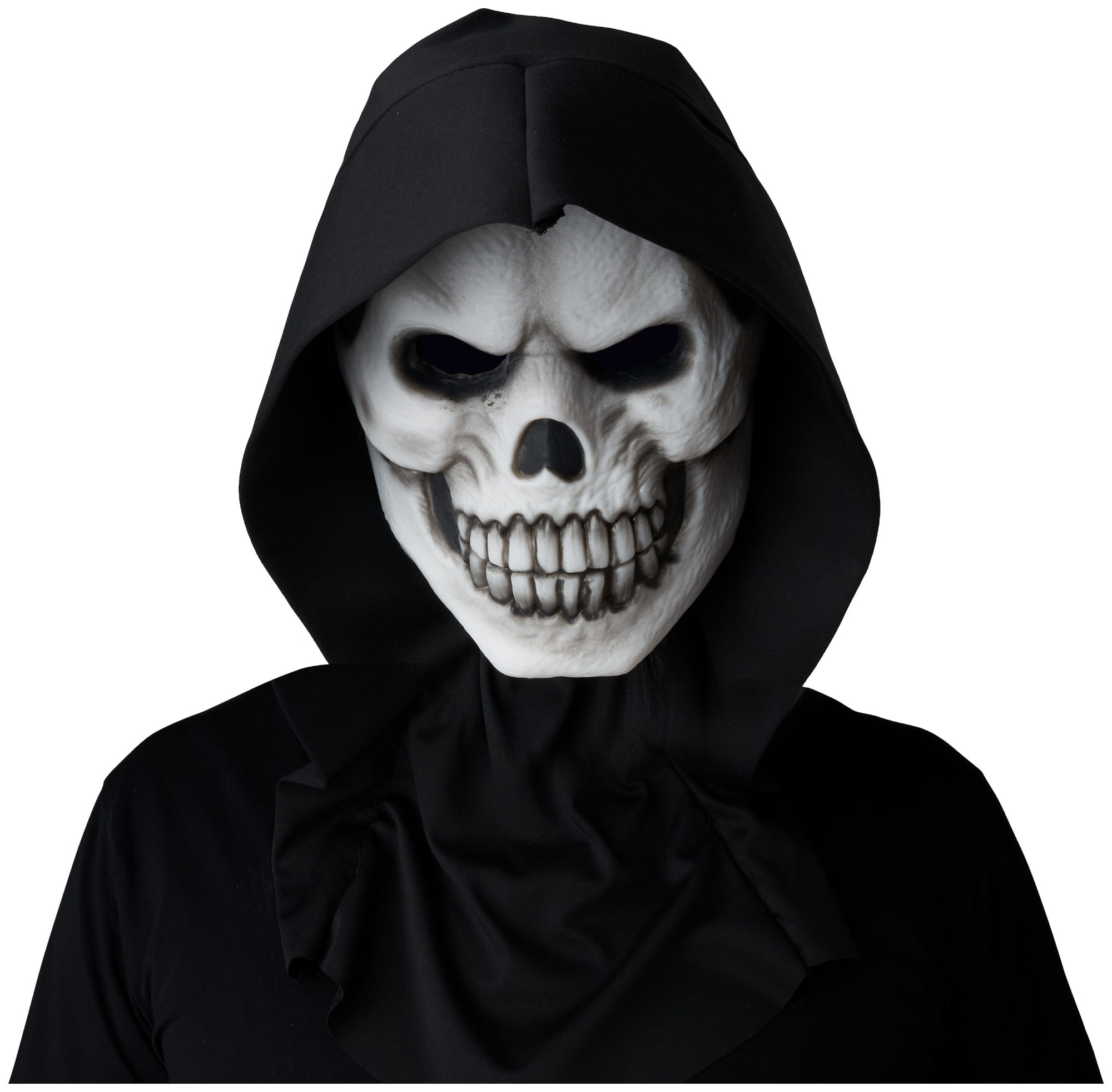 Skull White Skeleton Grim Reaper Horror Adult Mens Costume Light Up 1/2 Mask