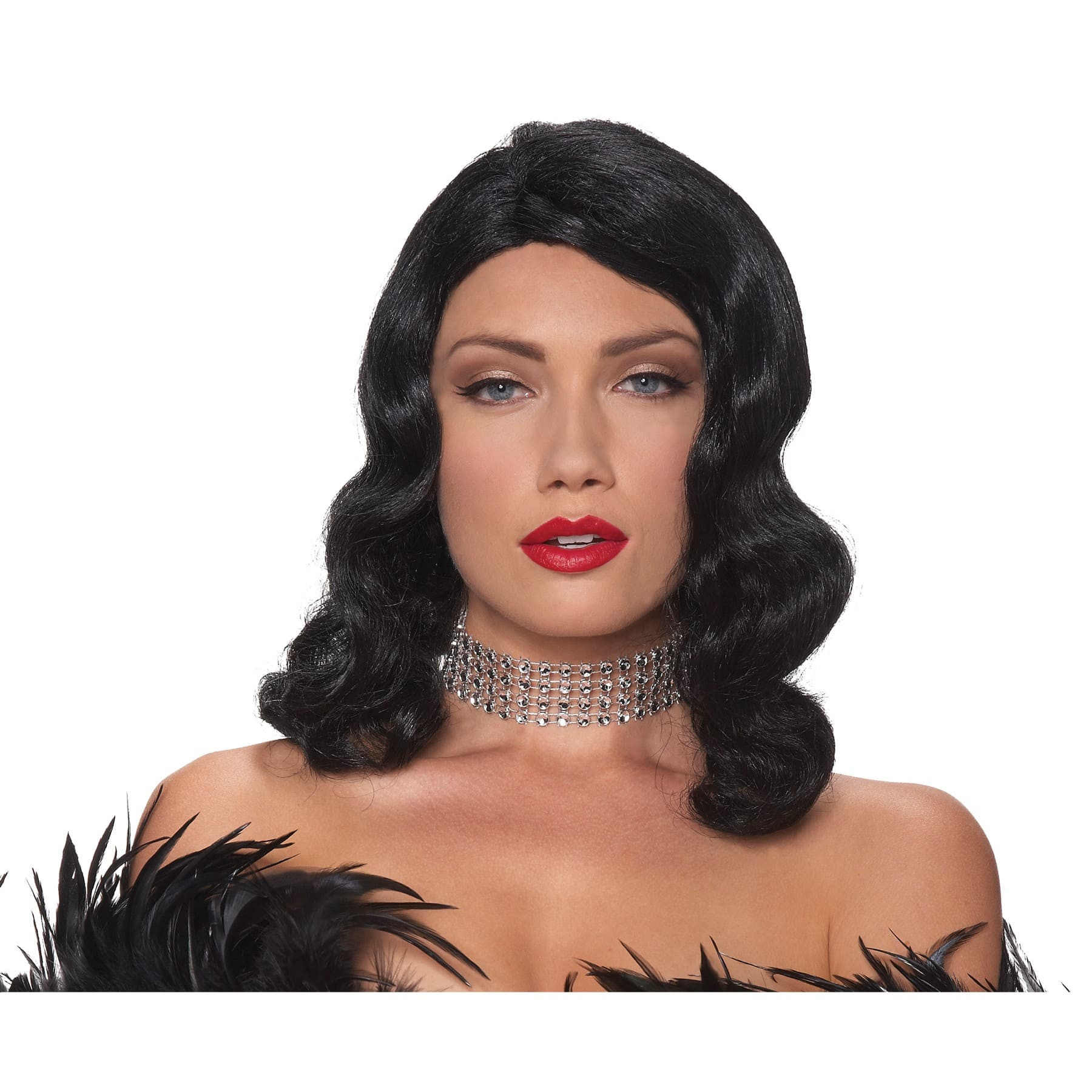 Femme Fatale 1920s 1930s 1940s Flapper Pin Up Black Women Costume Wig