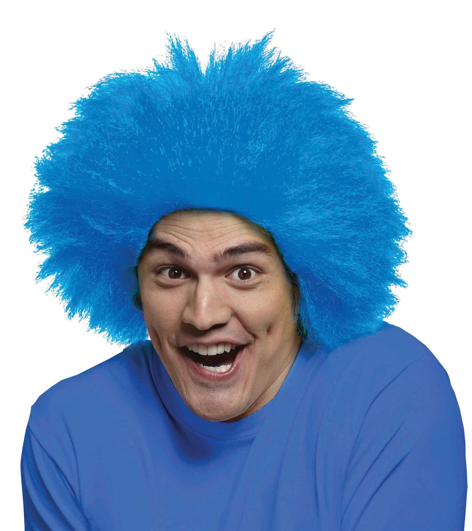 Blue Fun Afro Thing Cartoon Adult Men Costume Wig
