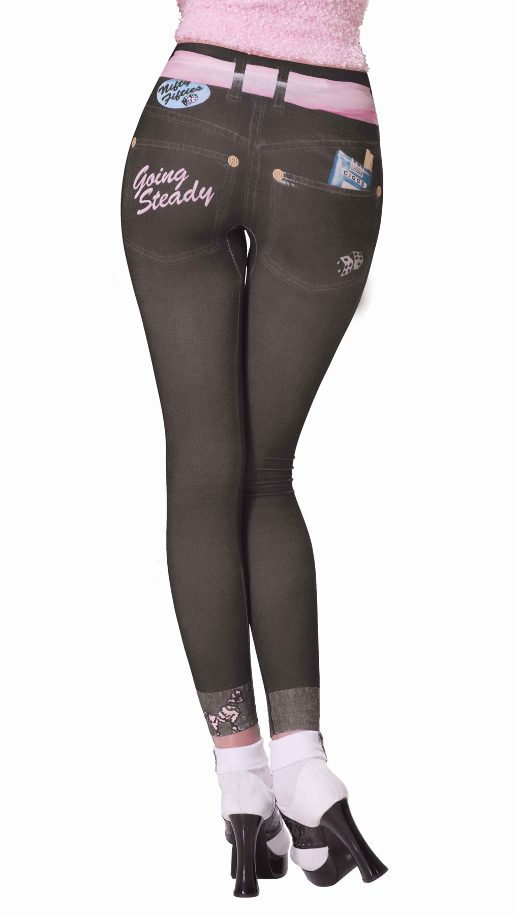 50s Greaser Sandy Rock Roll Women Costume Jean Leggings