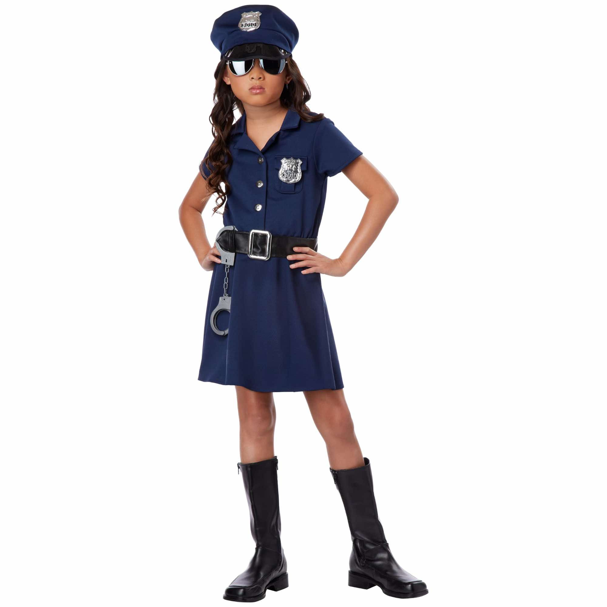 Police Officer Cop Uniform Policewoman Role Play Book Week Girls Costume