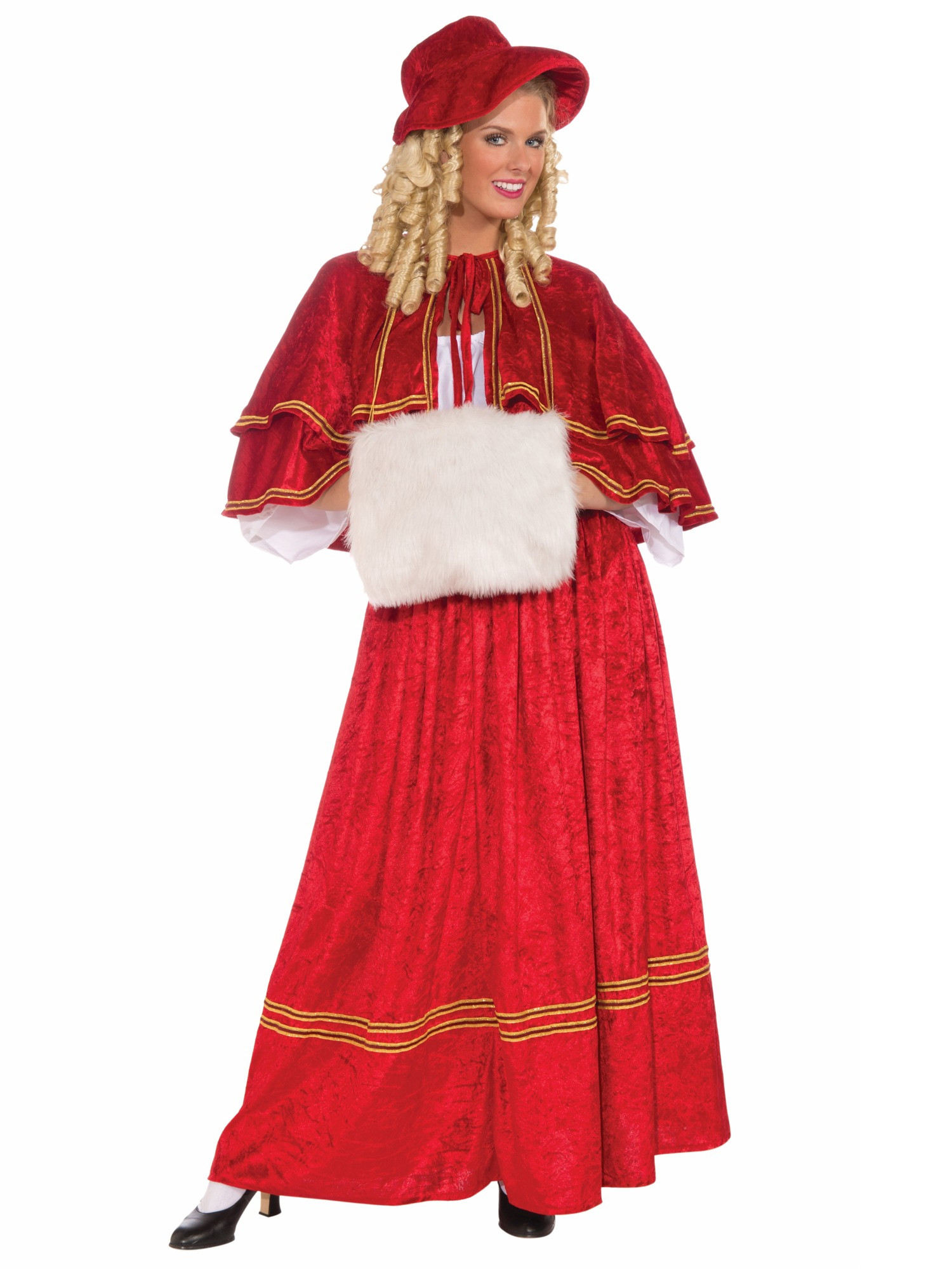Christmas Caroler Carol Victorian Holiday Festival Dress Adult Womens Costume OS