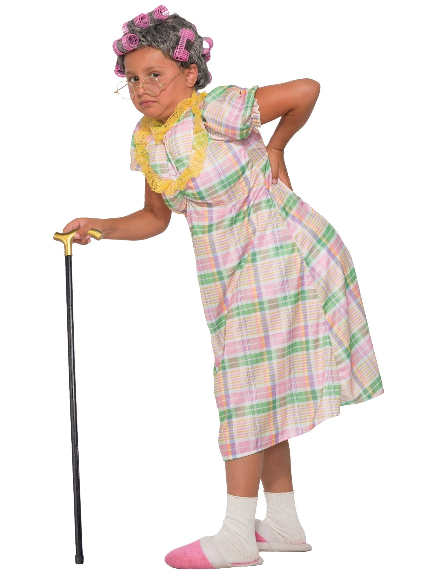 Aunt Gertie Old Woman Grandmother 100 Days School Book Week Girls Costume Wig