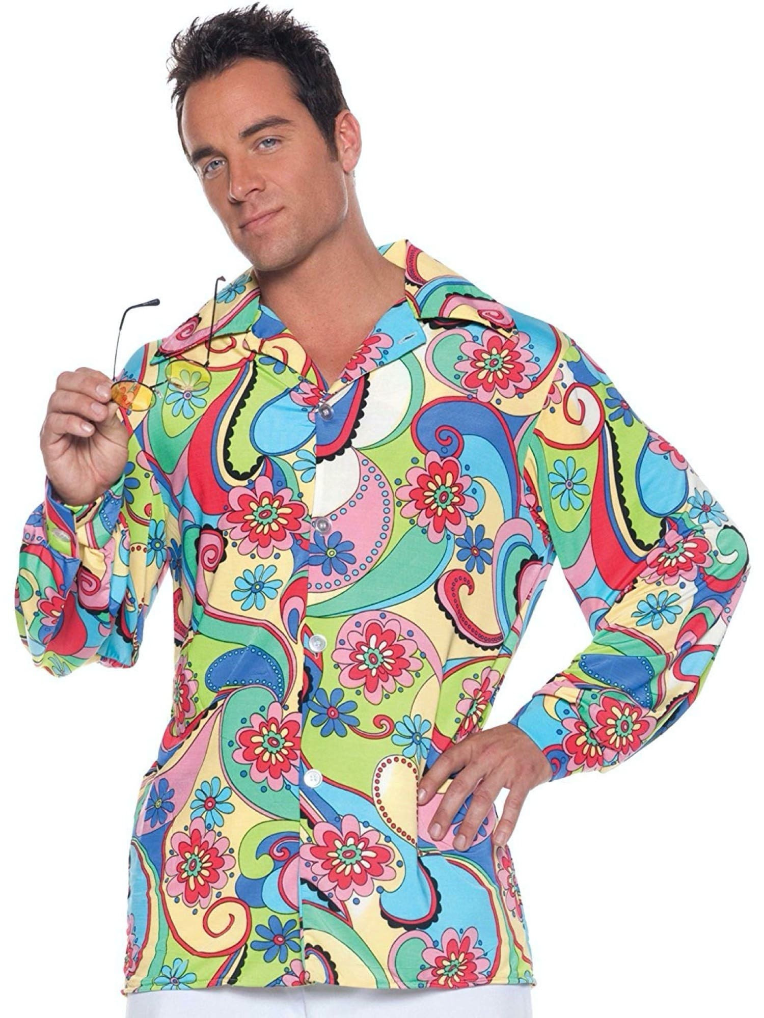 60s Flower Power Hippie Hippy Retro Disco Groovy Adult Mens Costume Shirts