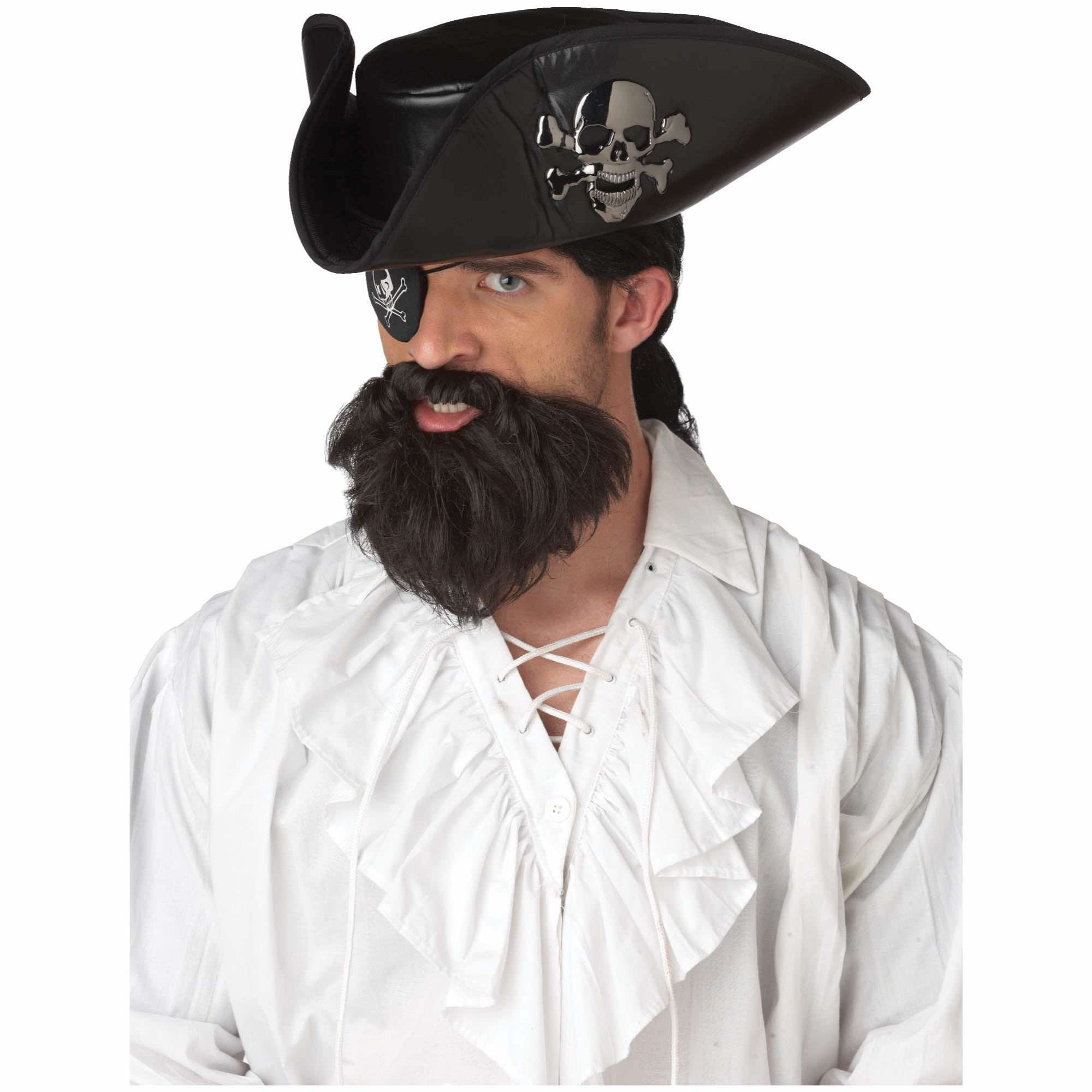 Pirate Captain Mens Black Beard Moustache Set
