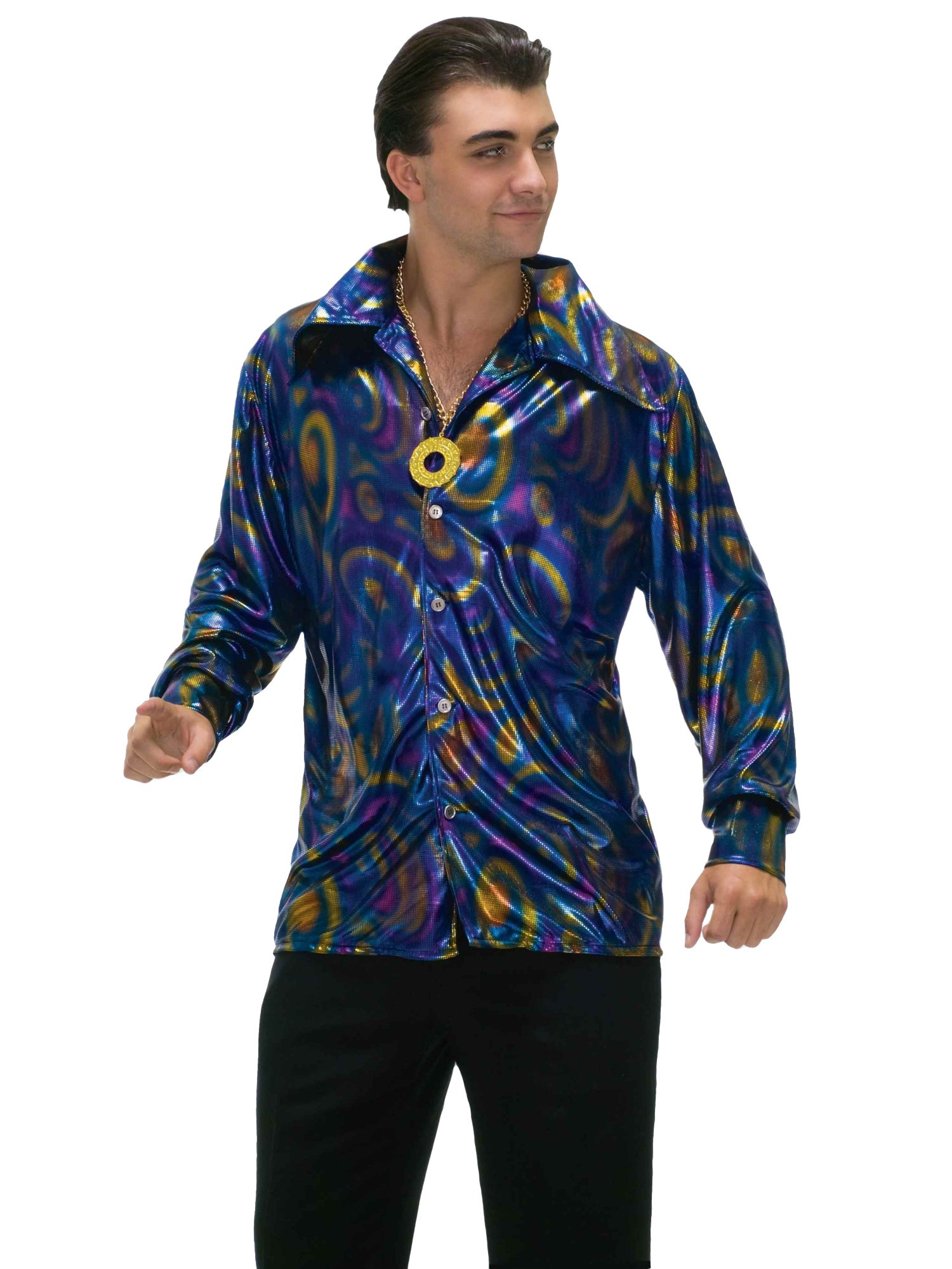 Disco Fever 1970s 1960s Retro Dyno-Mite Dude Shirt Men Costume Plus Size
