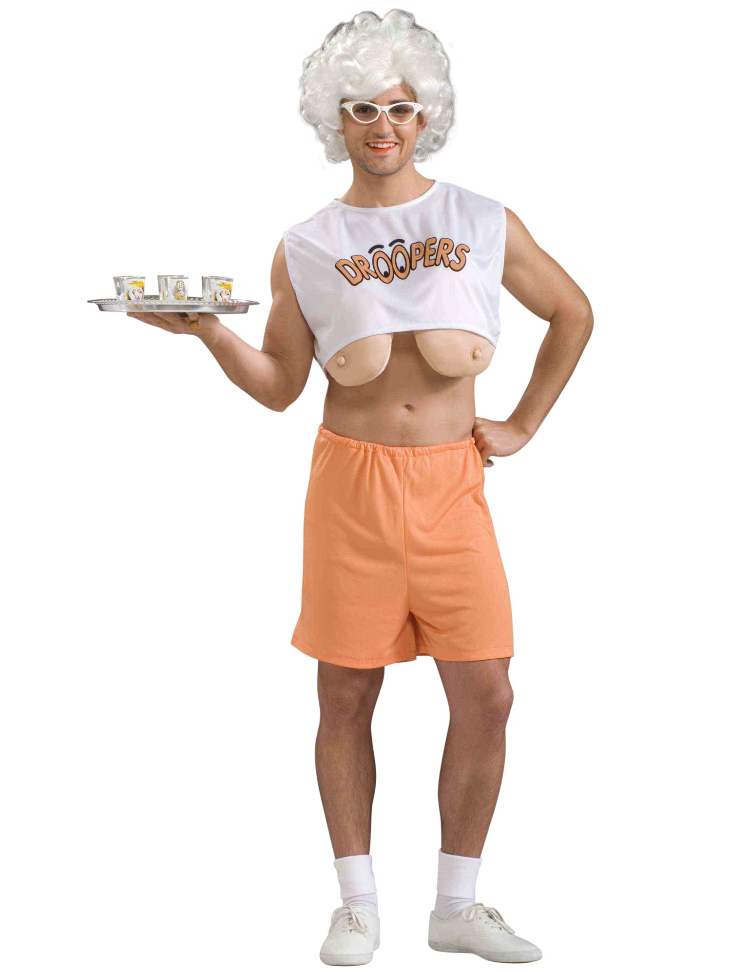 Droopers Hooters Waitress Boobs Pranks Stag Do Night Party Funny Mens Costume