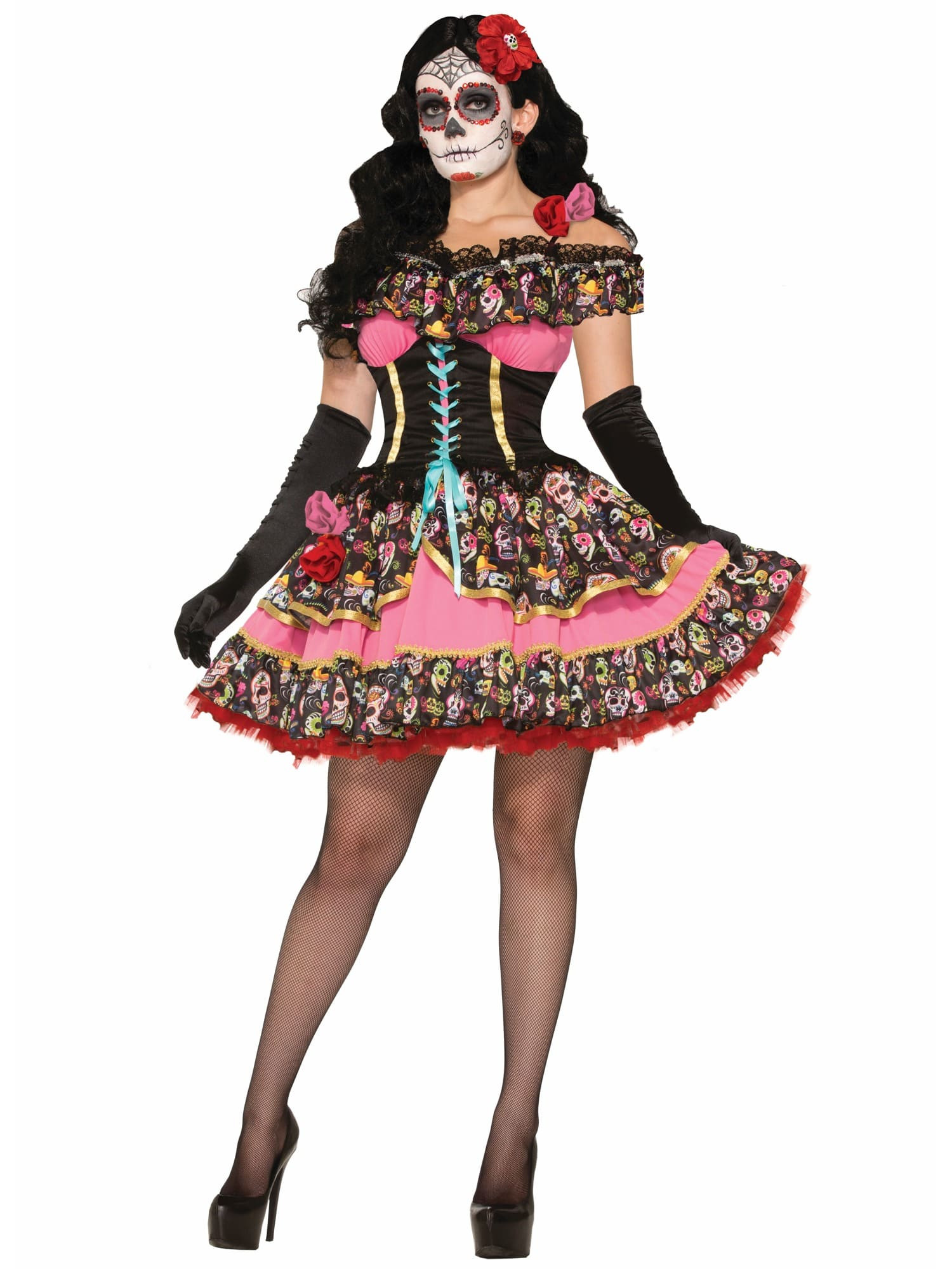 Day Of The Dead Senorita Mexican Spanish Skull Ghost Halloween Women Costume