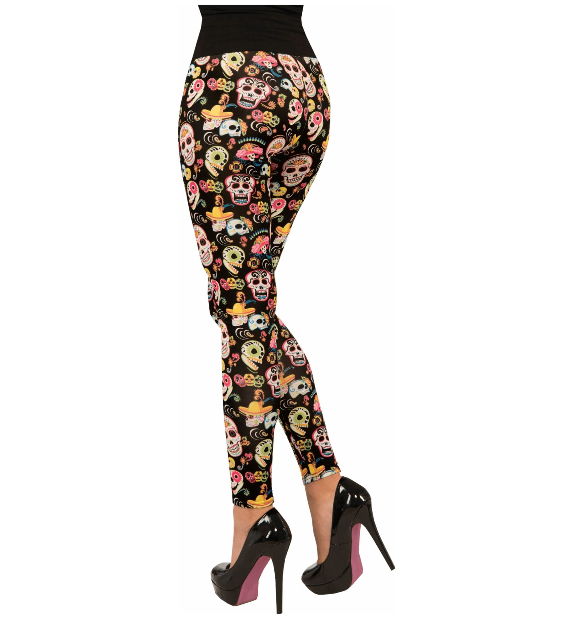Day Of The Dead Senorita Mexican Spanish Skull Women Costume Leggings