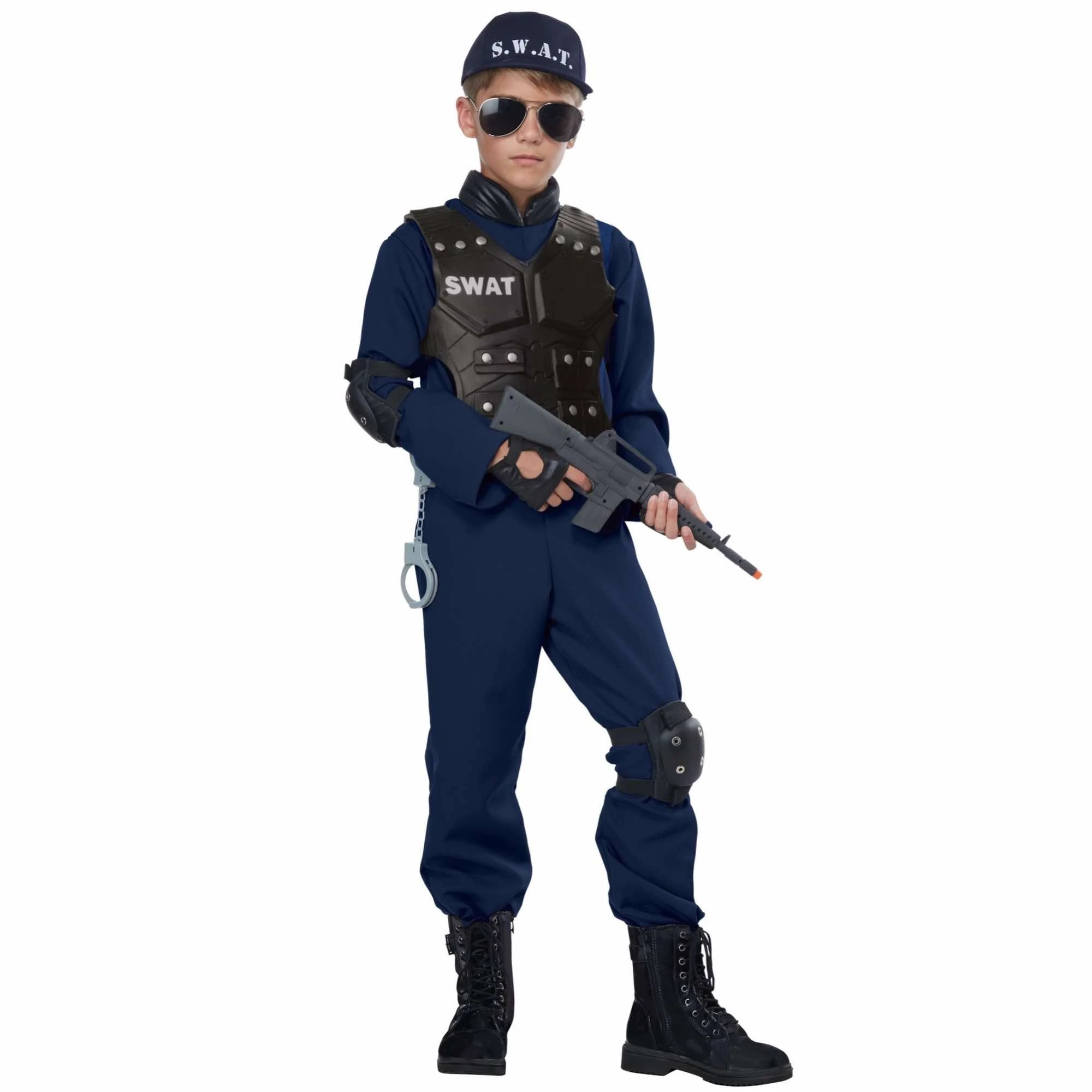 Junior SWAT S.W.A.T. Military Police Cop Book Week Child Girls Boys Costume