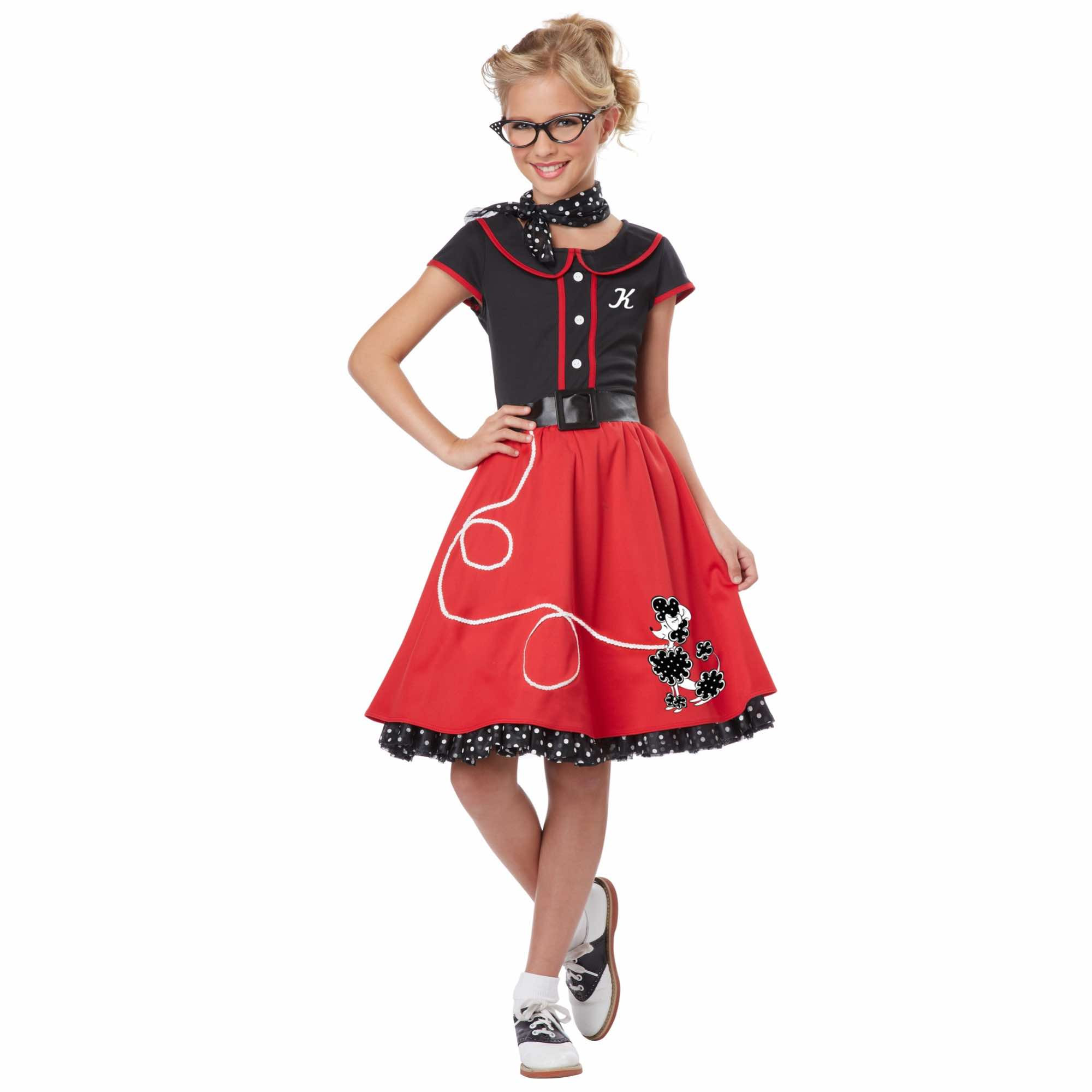 50s Sweetheart Greaser Red Rock Roll Sock Hop Book Week Girls Costume