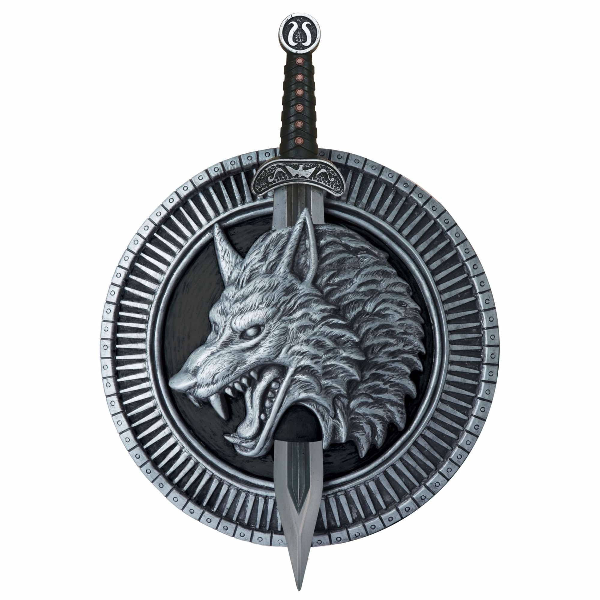 Wolf Master Vikings Gladiator Spartan Roman Warrior Mens Costume Shield & Sword