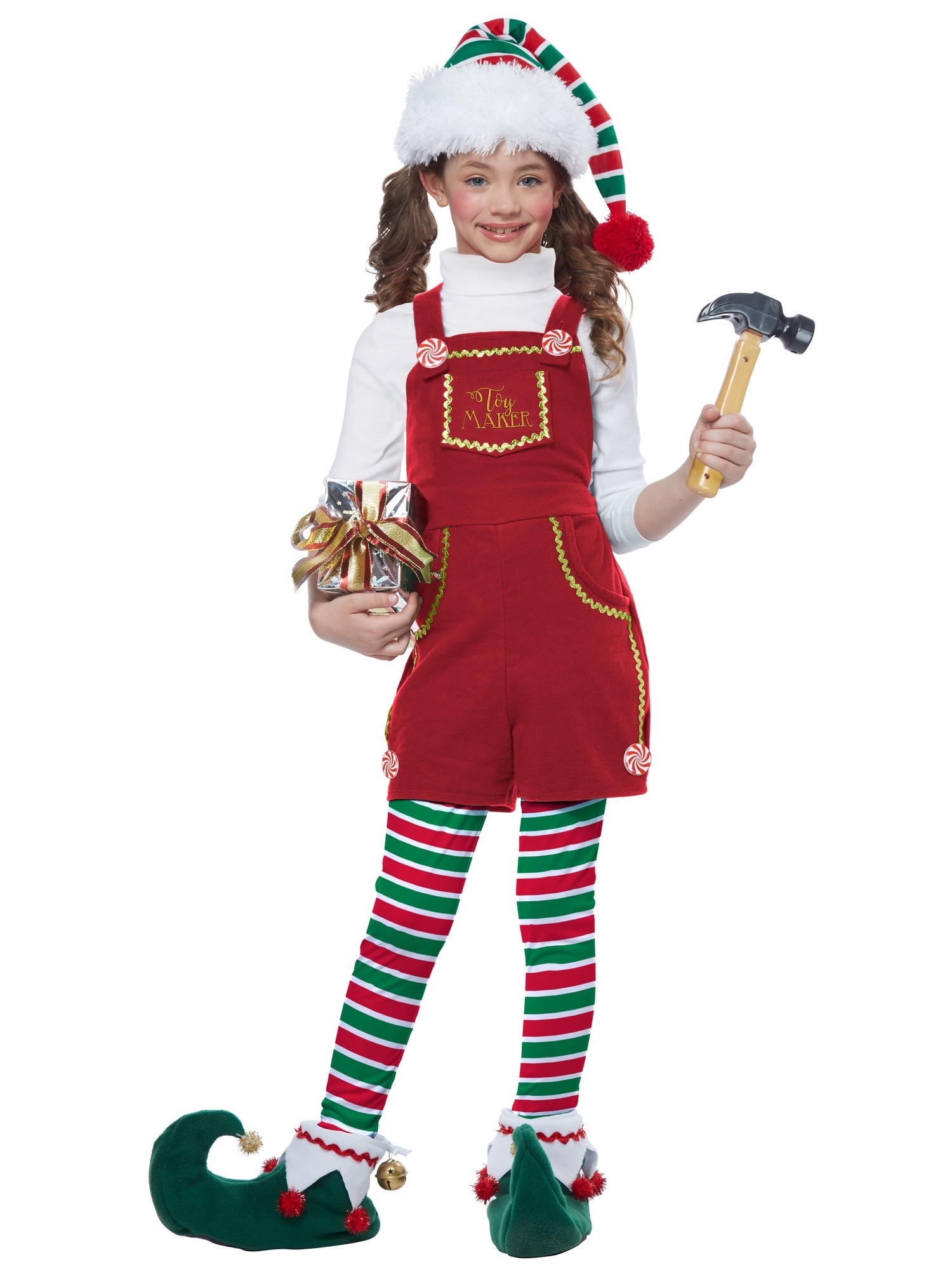 Toymaker Elf Santa Helper Christmas Festival Fancy Dress Up Girls Costume