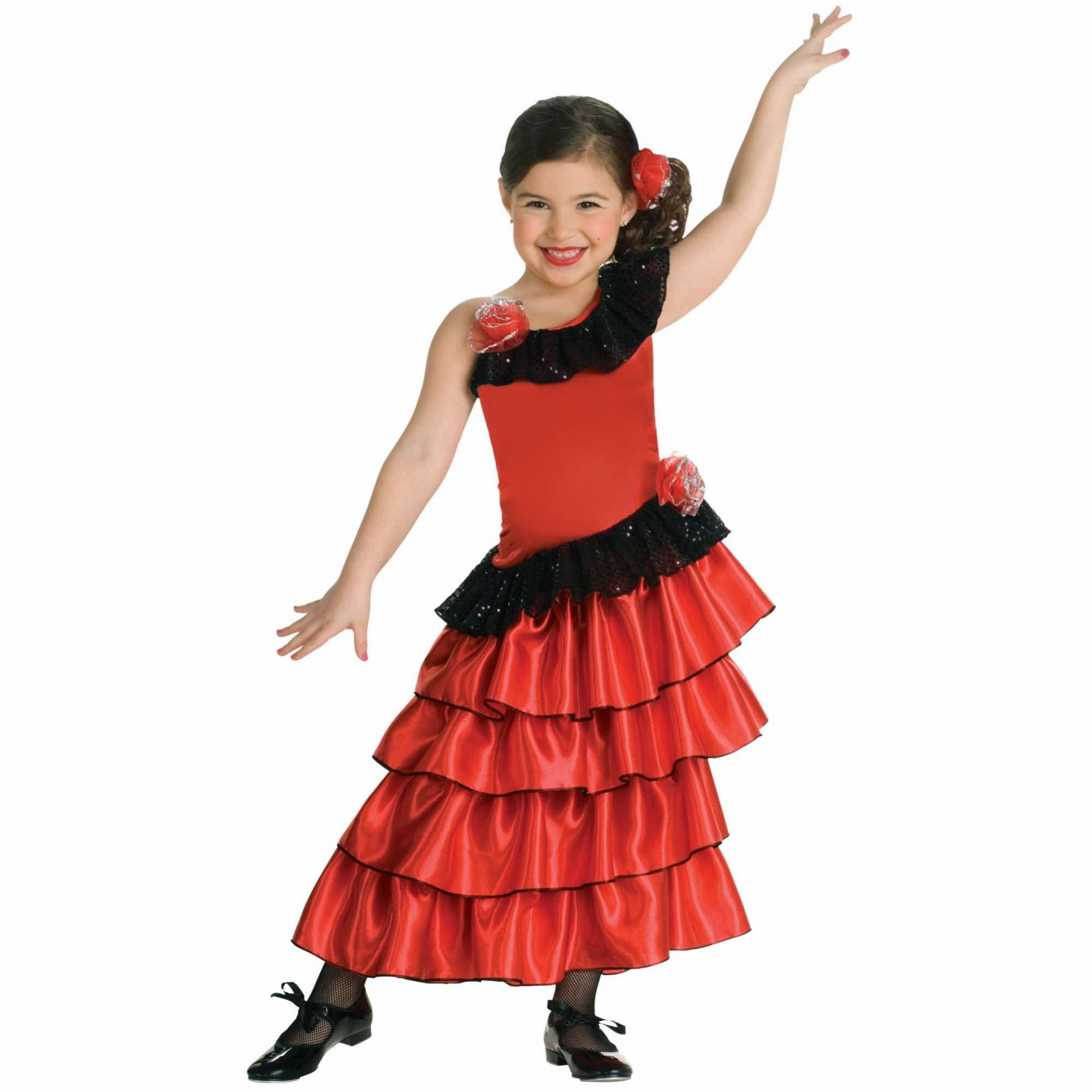 Spanish Princess Flamenco Dancer Mexico Mexican Salsa Girls Costume