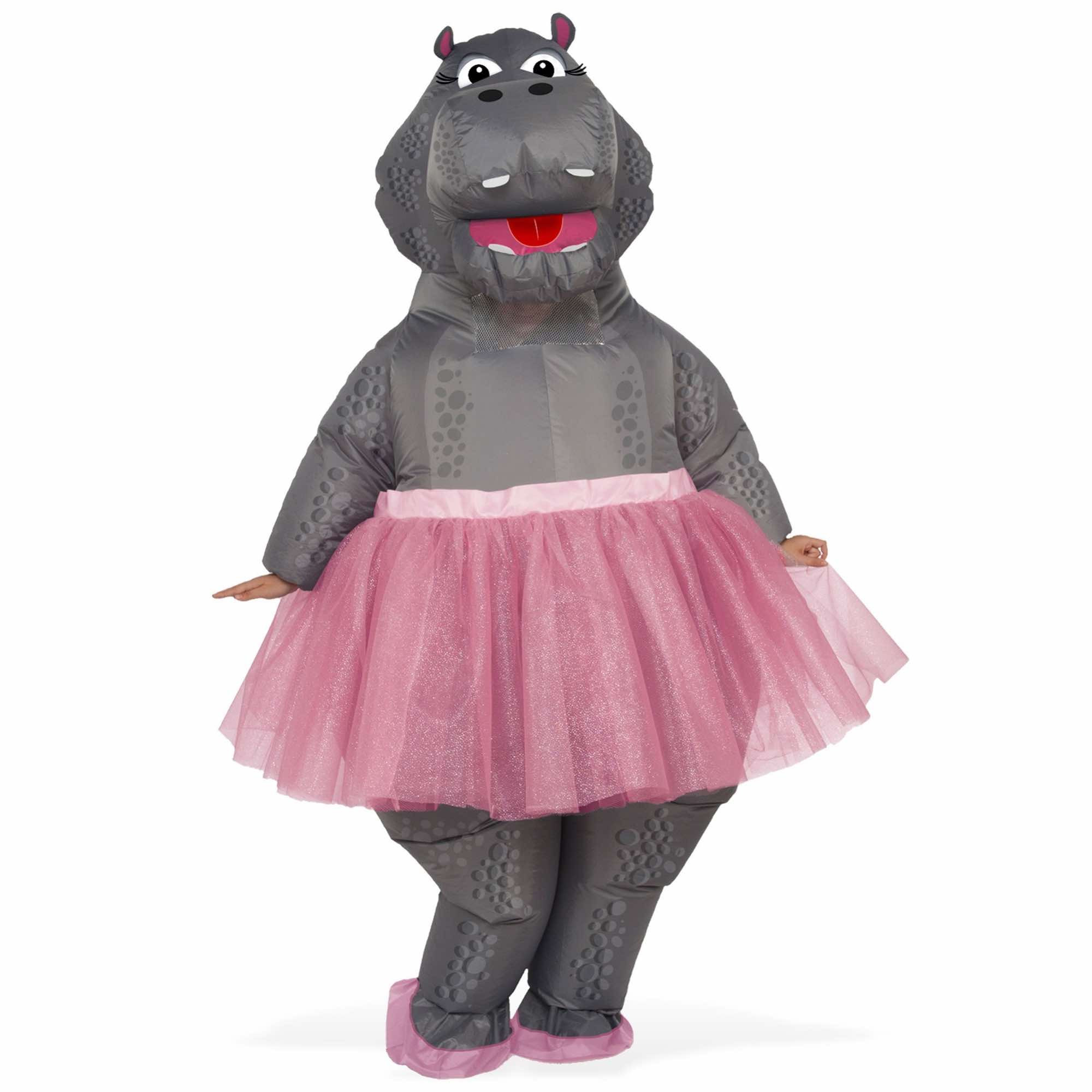 Inflatable Hippo Ballerina Animal Zoo Safari Funny Dress Up Womens Mens Costume