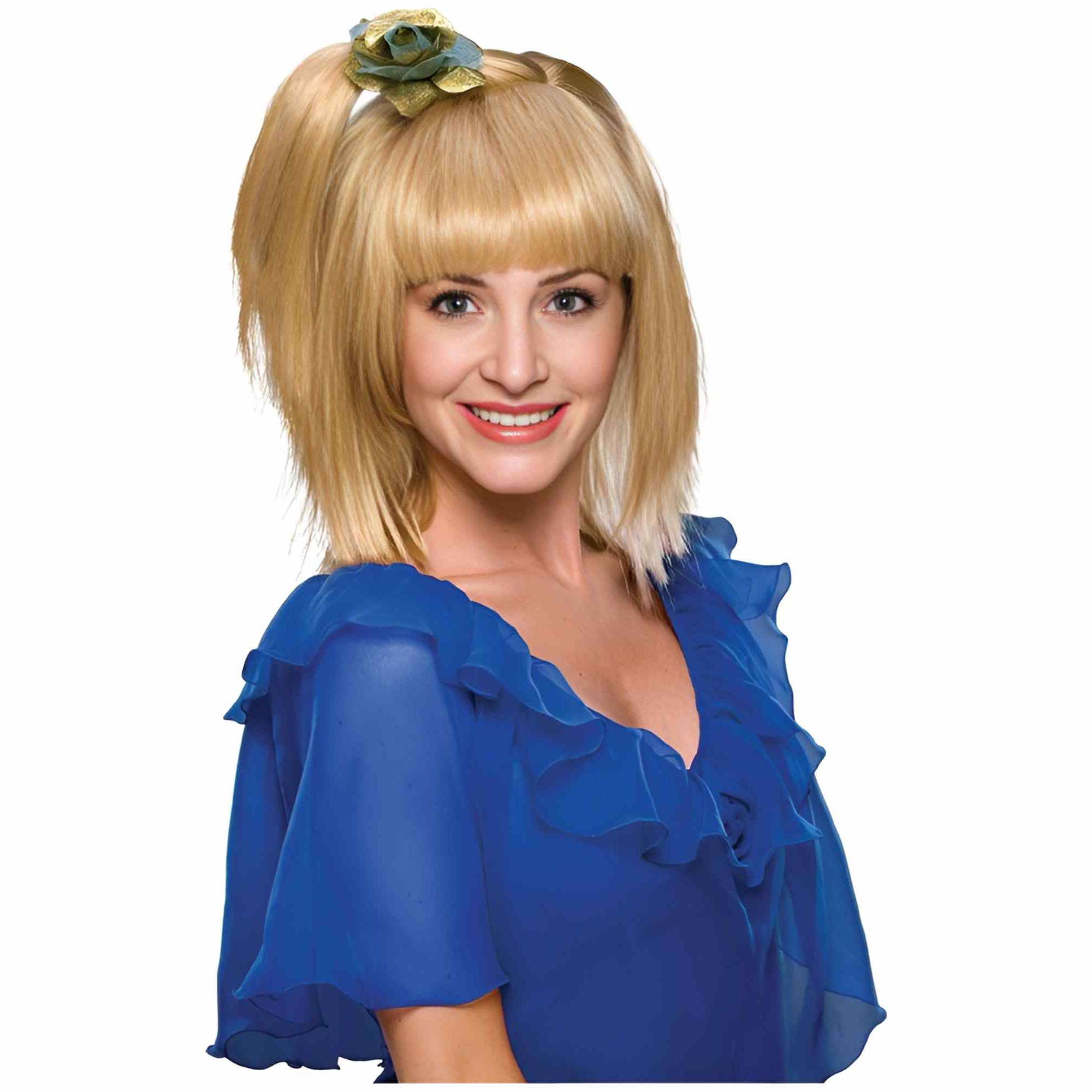 70s Prom Girl Retro Queen 1970s Side Ponytail Blonde Women Costume Wig