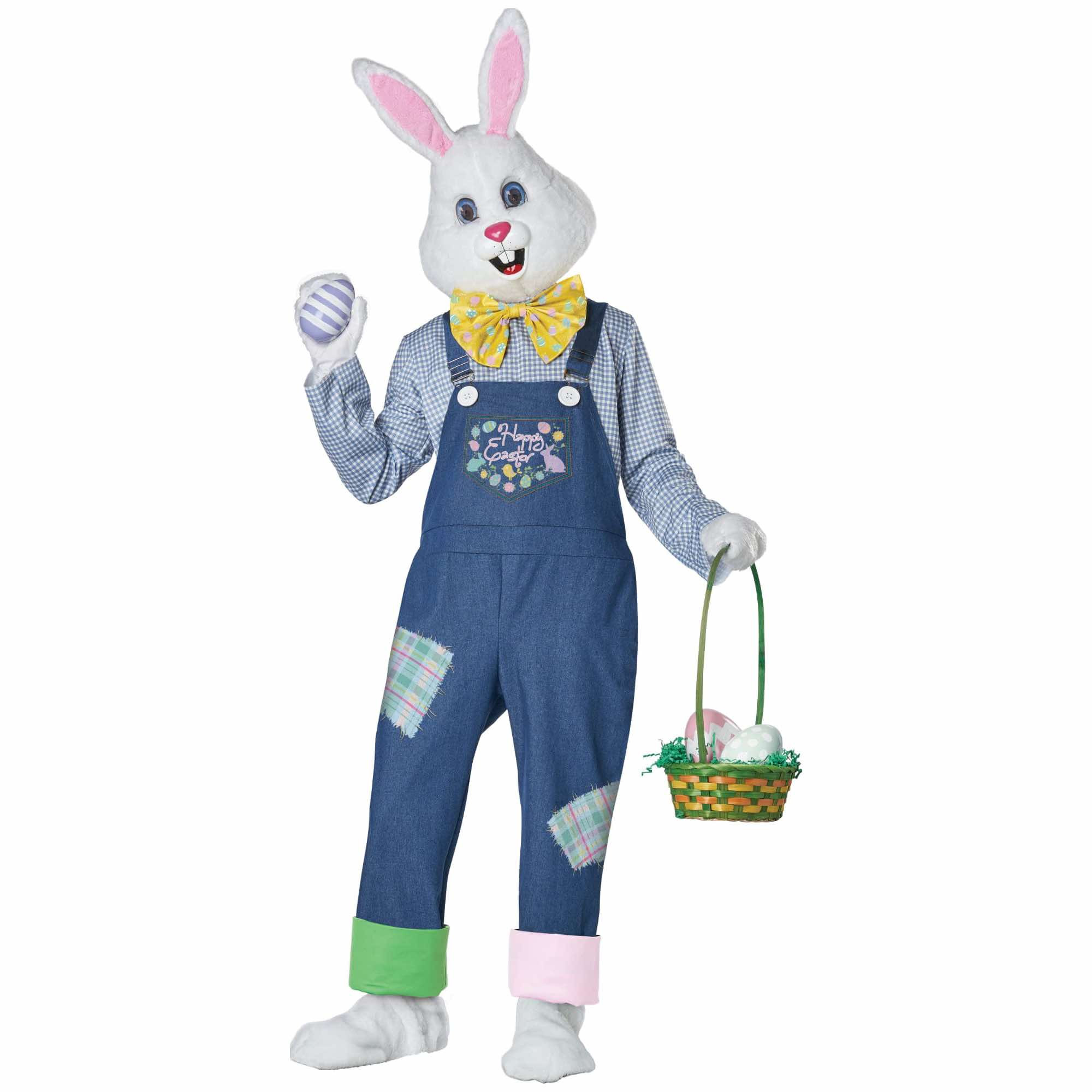 Happy Easter Bunny Rabbit Deluxe Mascot Overalls Adult Mens Costume