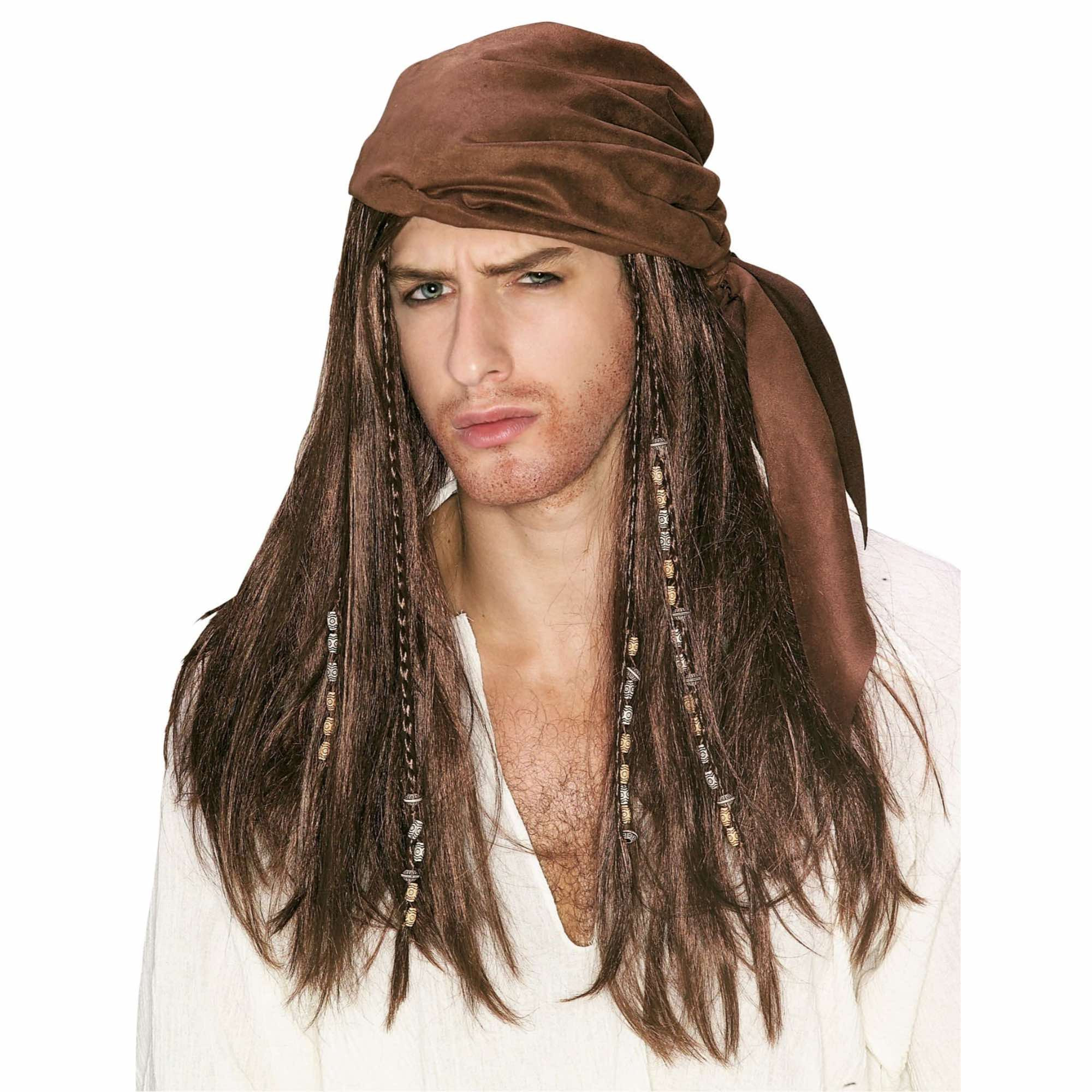 Pirate Buccaneer Caribbean Captain Hook Men Costume Wig
