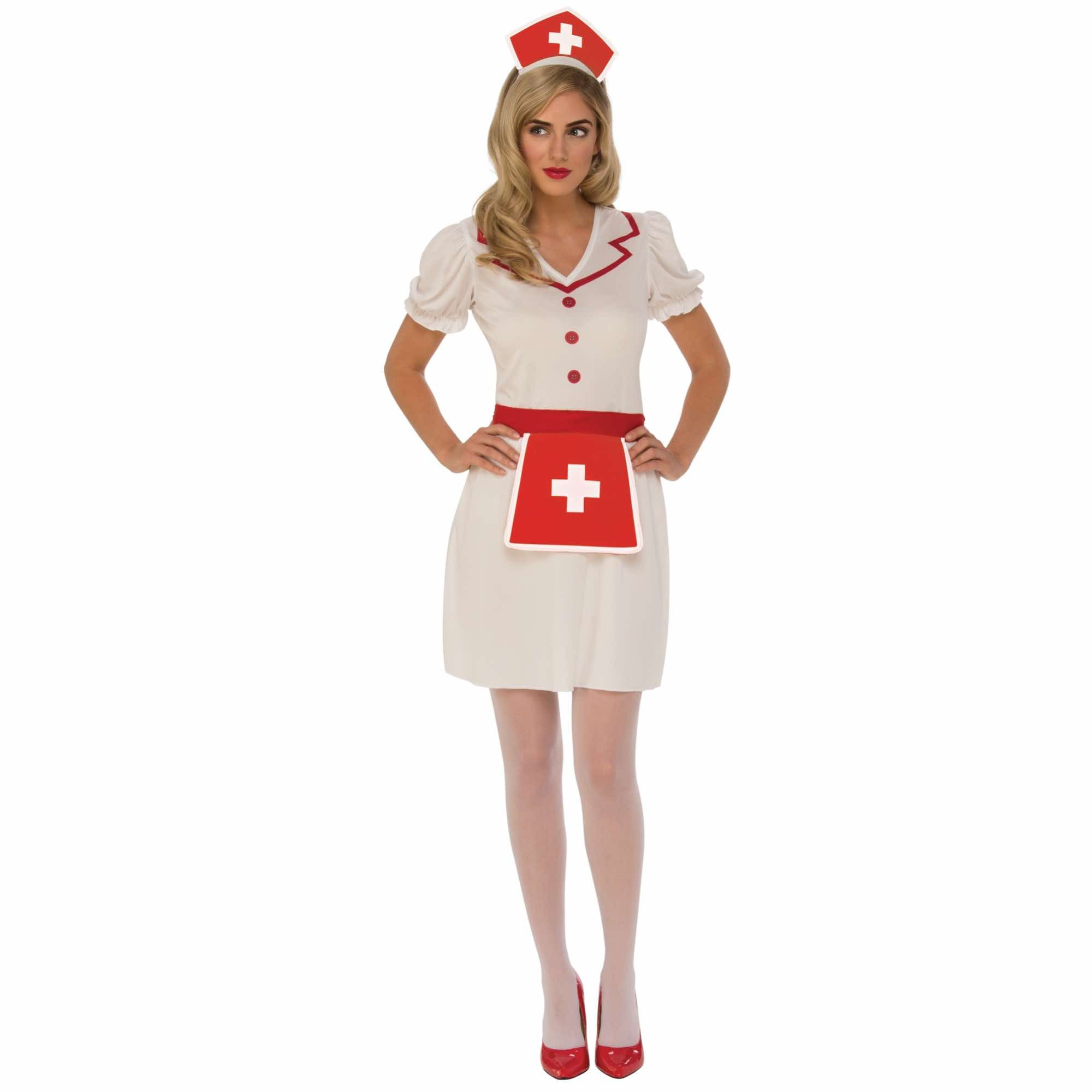 Nurse Hospital Retro 1940s 1950s Pin Up White Uniform Adult Womens Costume